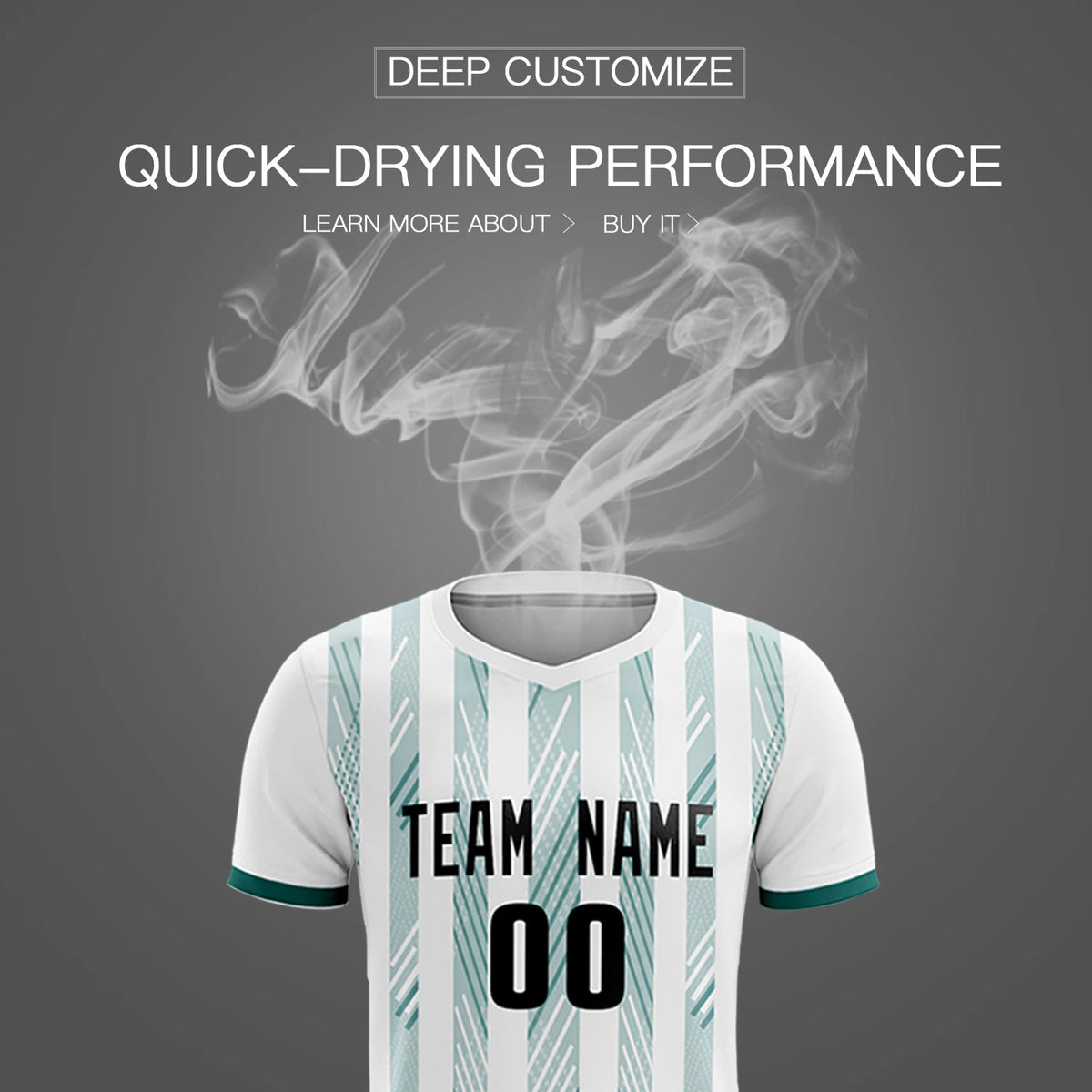 Custom White Aqua-White Soft Soccer Sets Jersey