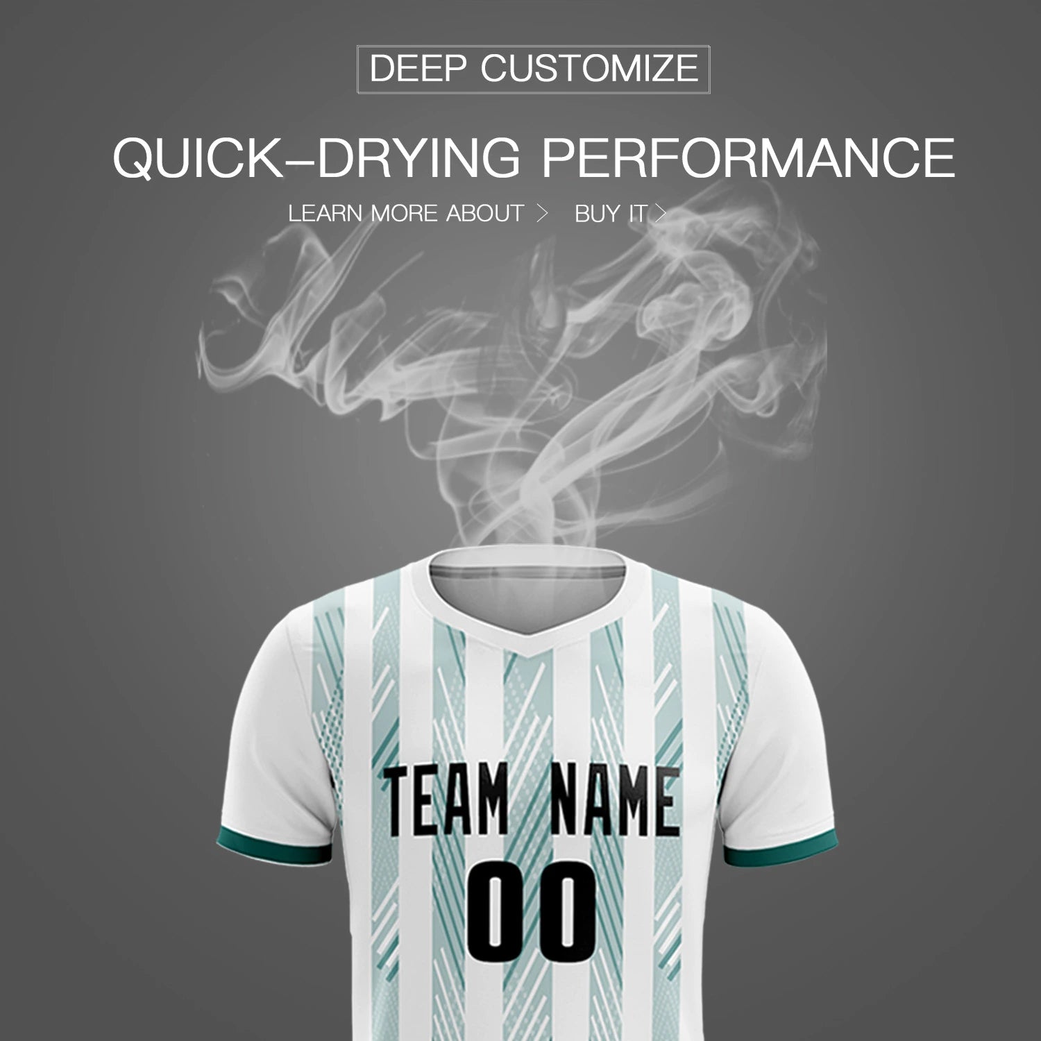 Custom White Aqua-White Soft Soccer Sets Jersey