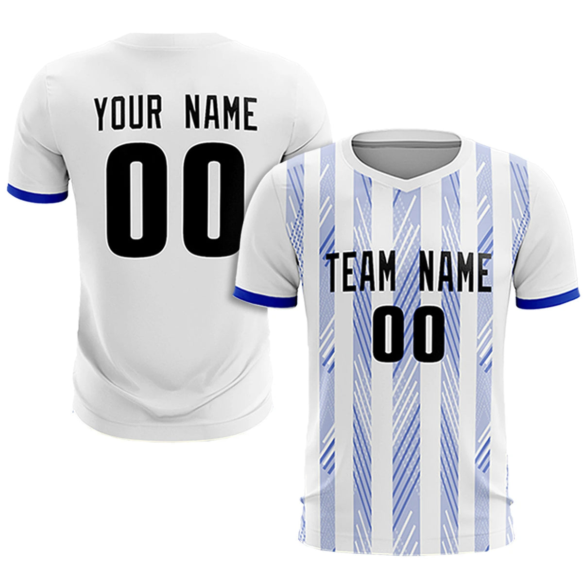 Custom White Royal Blue-White Soft Soccer Sets Jersey