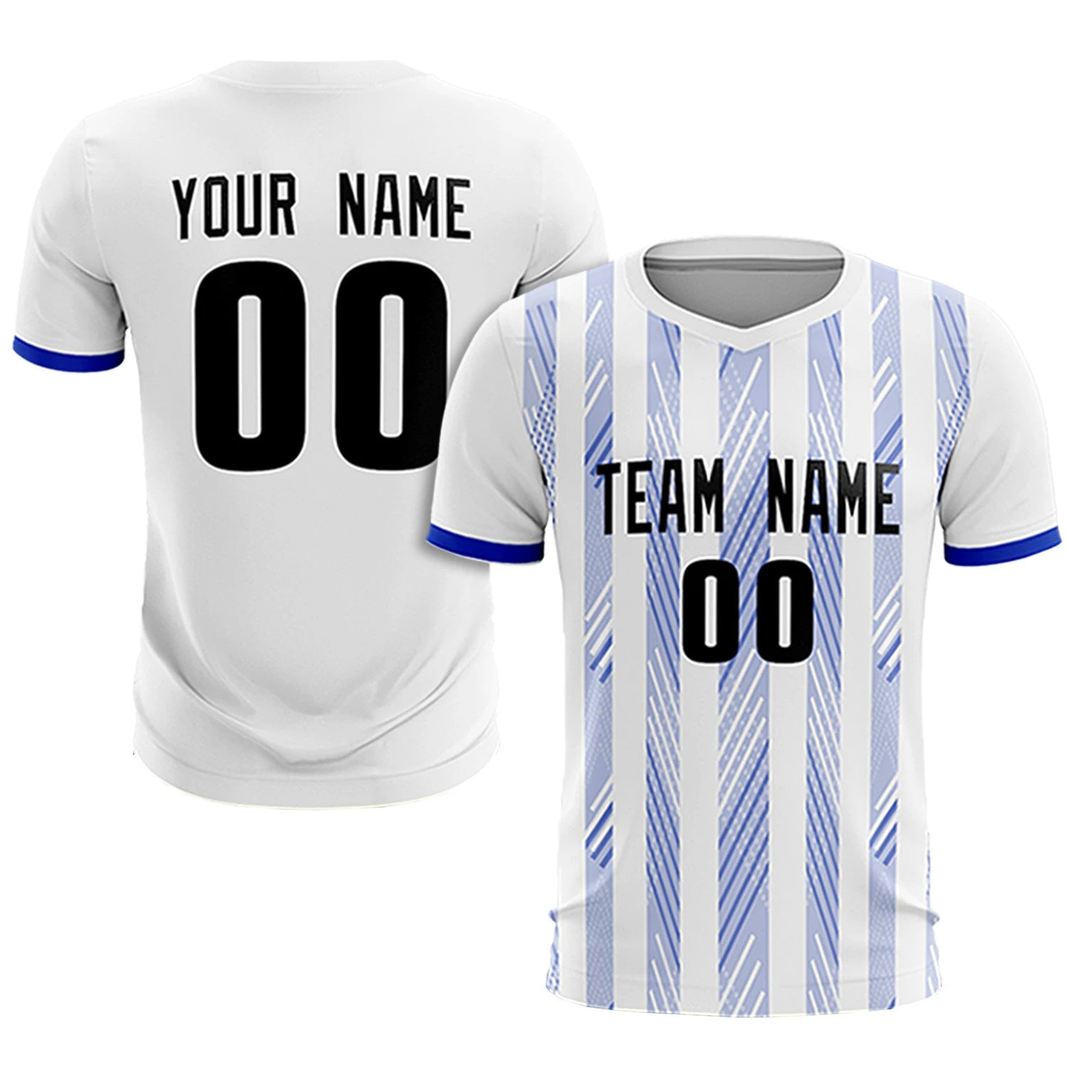 Custom White Royal Blue-White Soft Soccer Sets Jersey