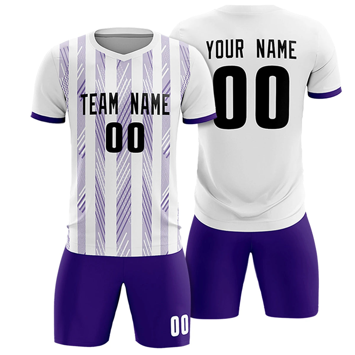 Custom White Purple-White Soft Soccer Sets Jersey
