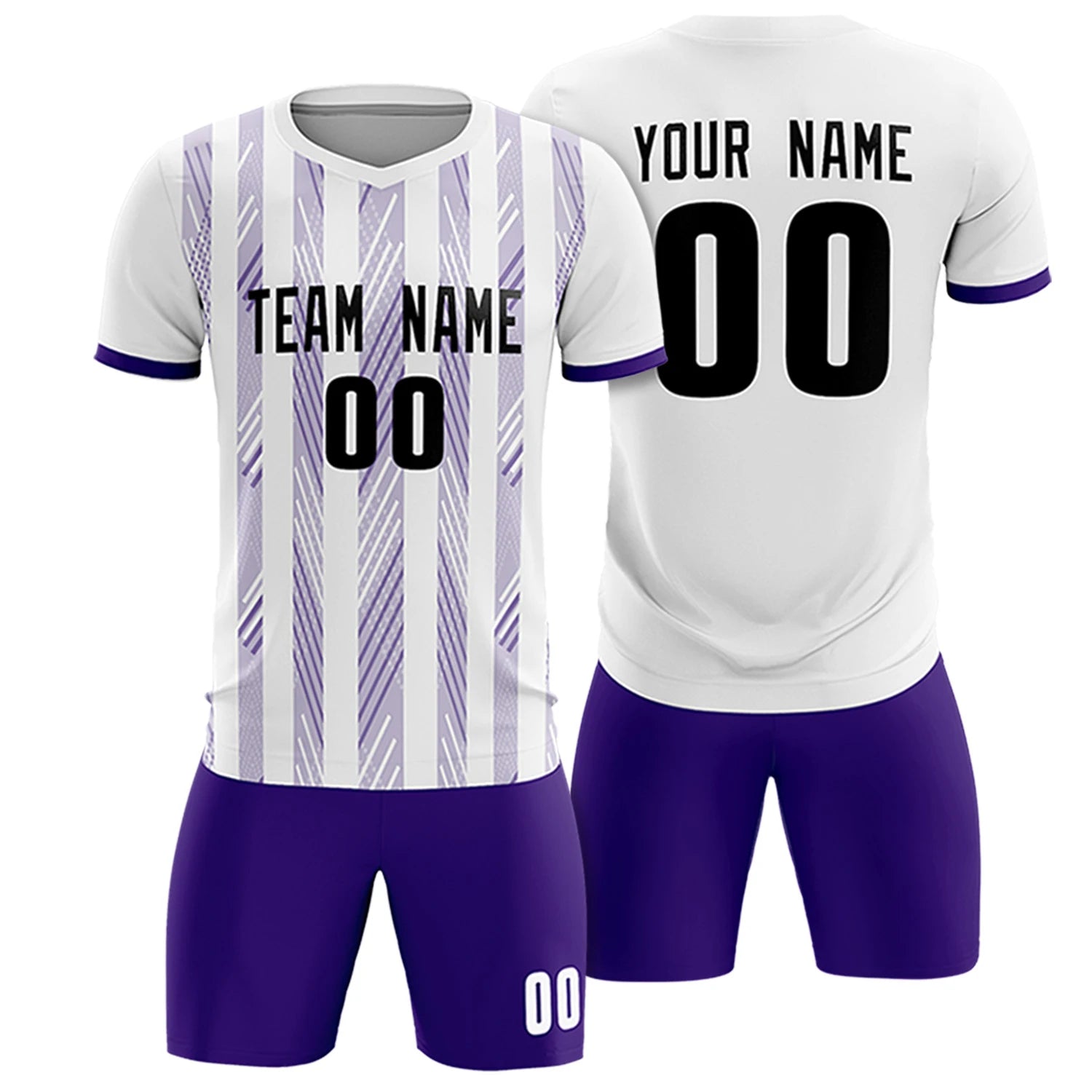 Custom White Purple-White Soft Soccer Sets Jersey