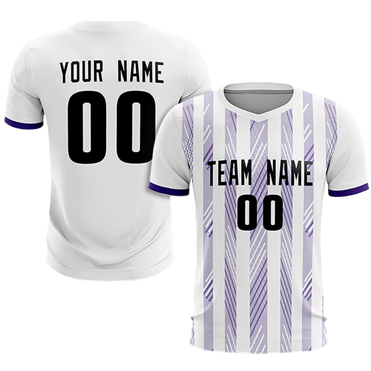 Custom White Purple-White Soft Soccer Sets Jersey