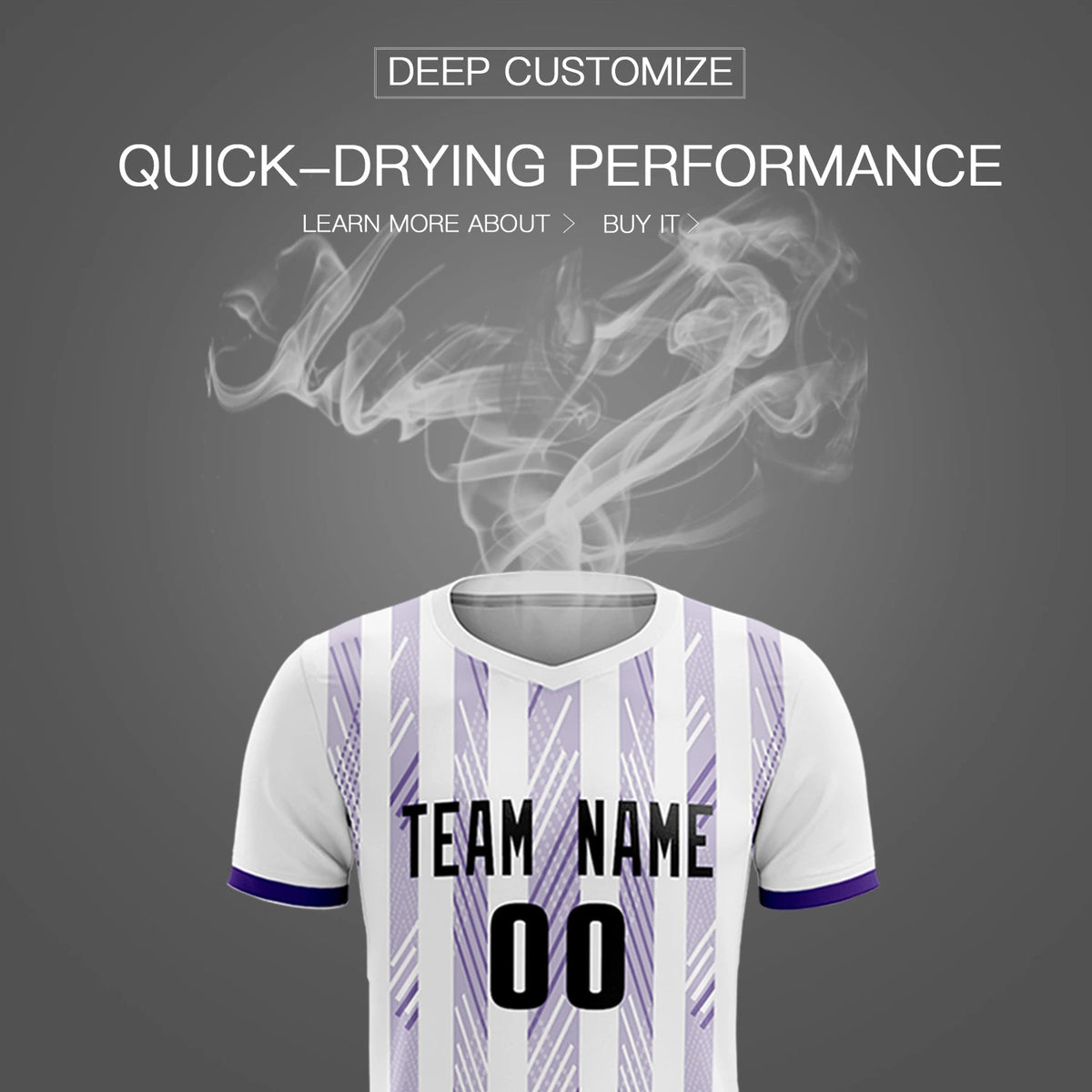 Custom White Purple-White Soft Soccer Sets Jersey