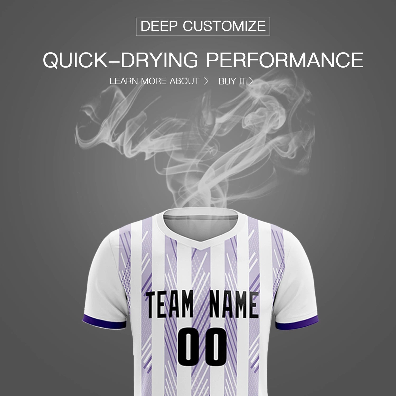 Custom White Purple-White Soft Soccer Sets Jersey