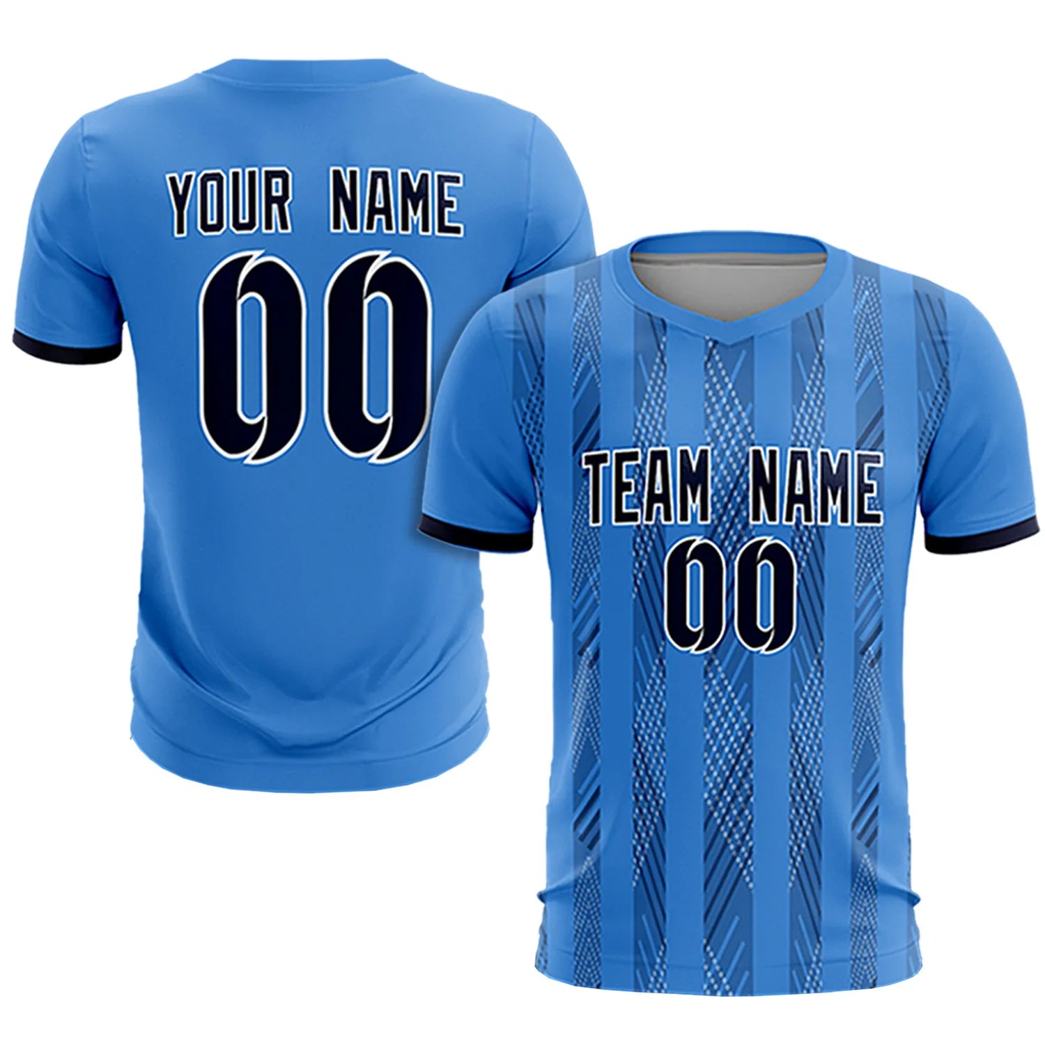 Custom Powder Blue Navy-White Soft Soccer Sets Jersey