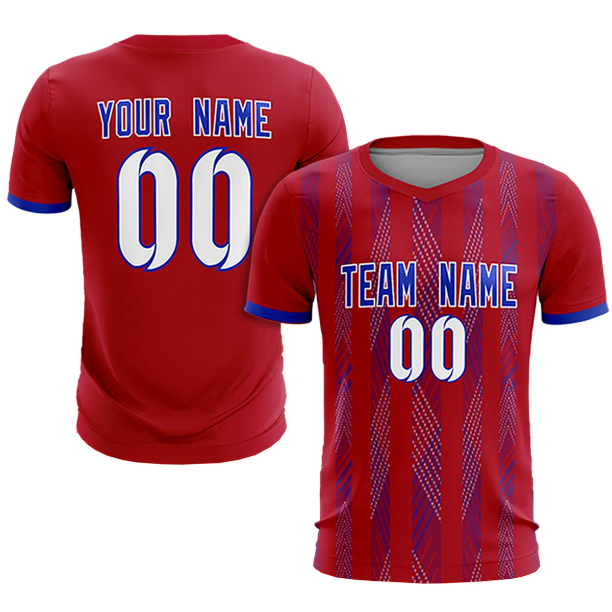 Custom Red Royal Blue-White Soft Soccer Sets Jersey