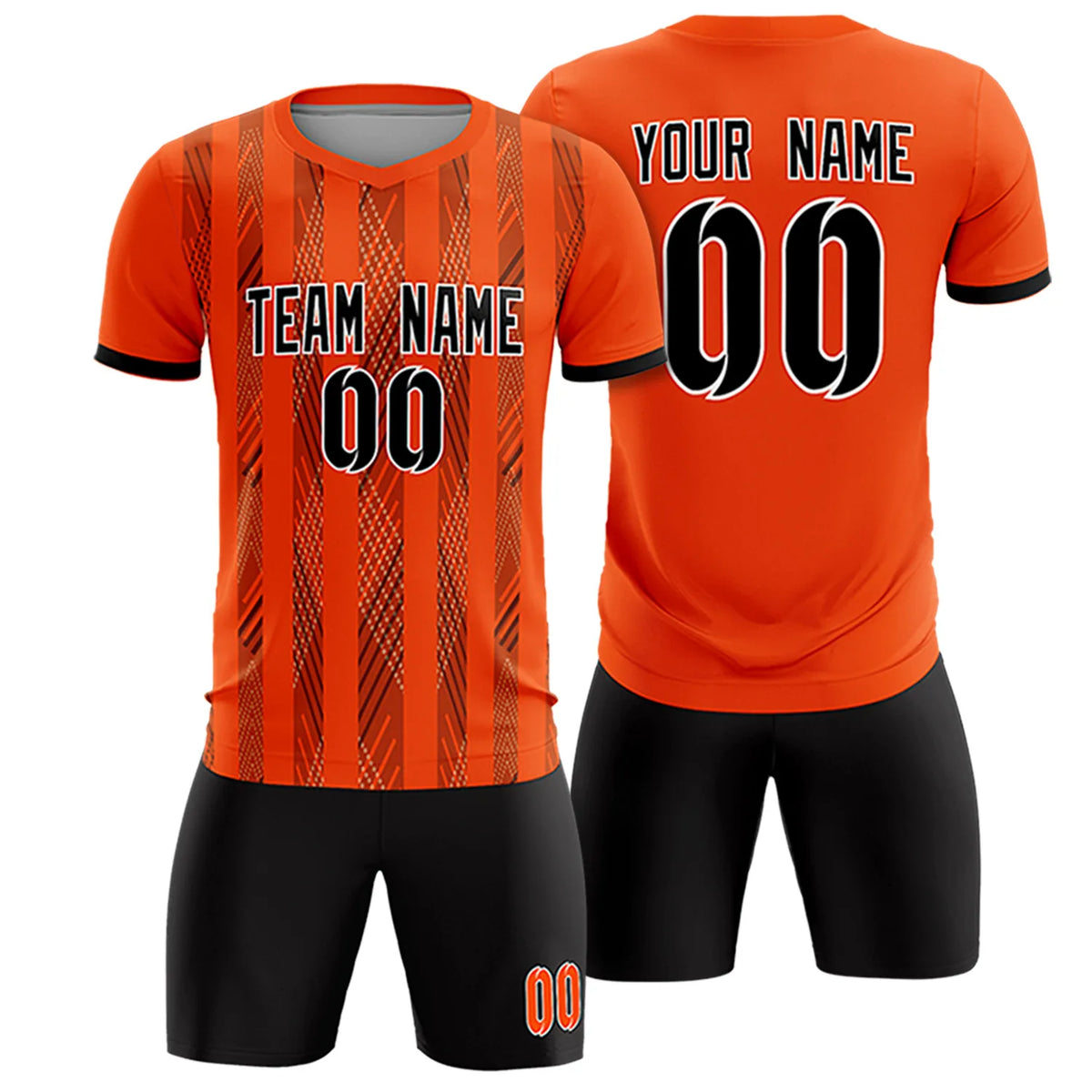 Custom Orange Black-White Soft Soccer Sets Jersey