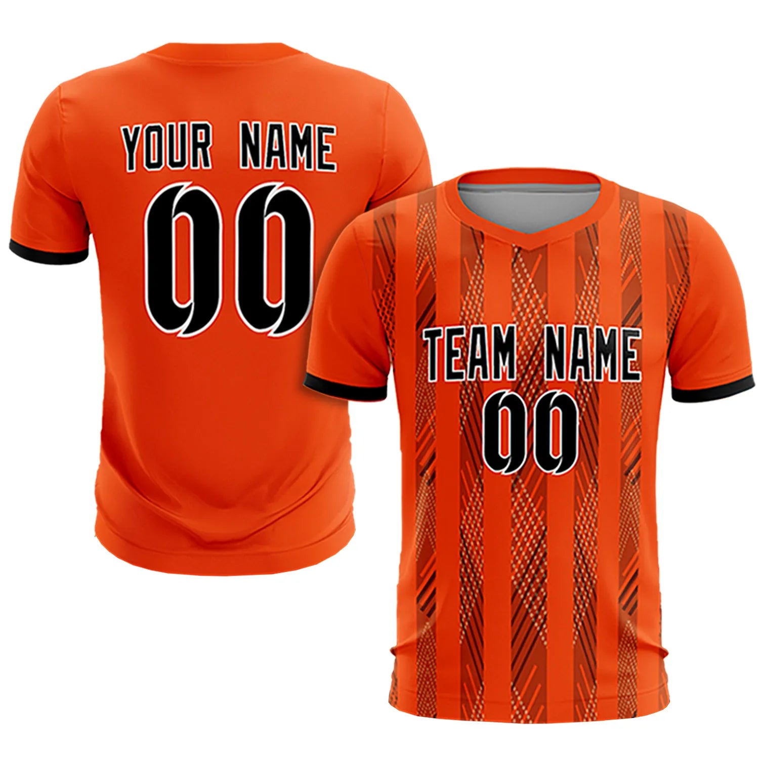 Custom Orange Black-White Soft Soccer Sets Jersey