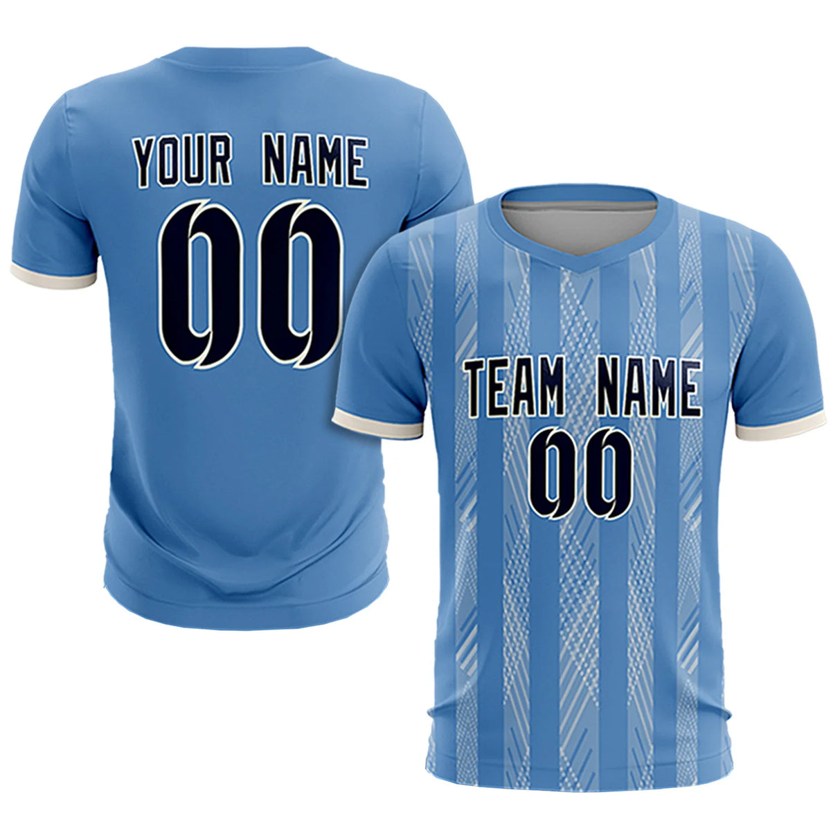 Custom Light Blue Cream-White Soft Soccer Sets Jersey