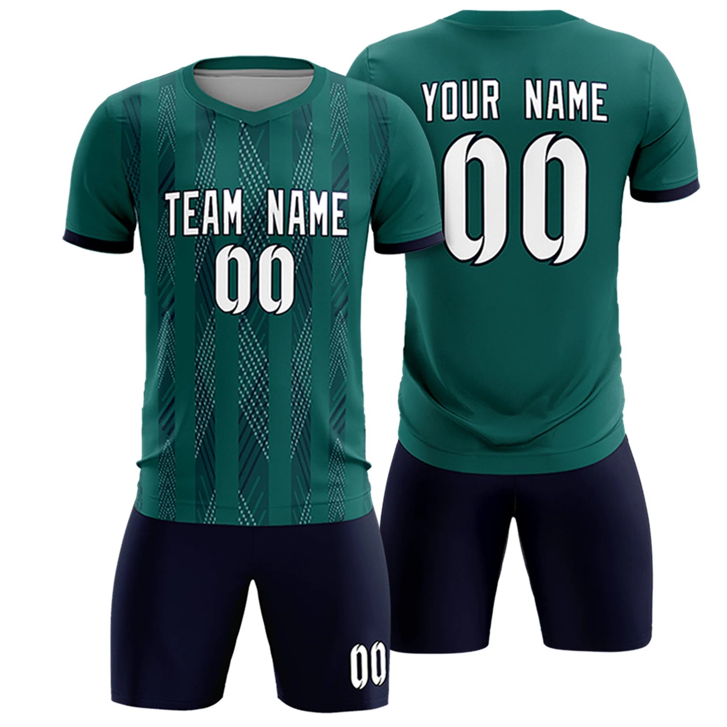 Custom Midnight Green Navy-White Soft Soccer Sets Jersey