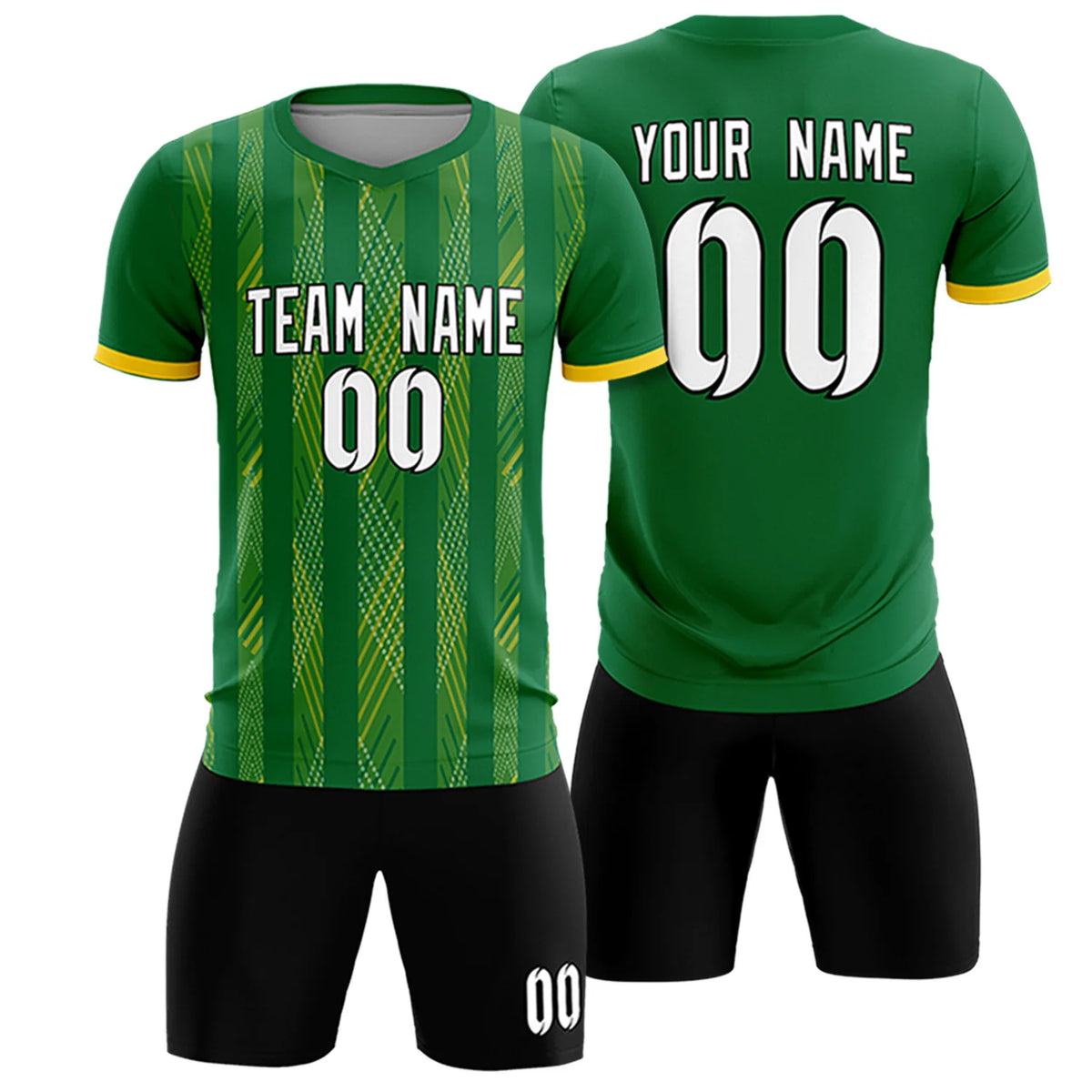 Custom Kelly Green Gold01-White Soft Soccer Sets Jersey