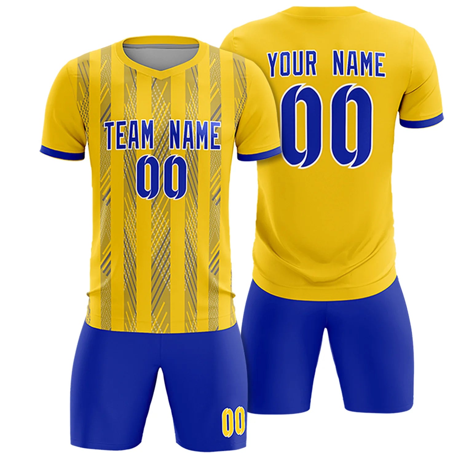 Custom Gold01 Royal Blue-White Soft Soccer Sets Jersey