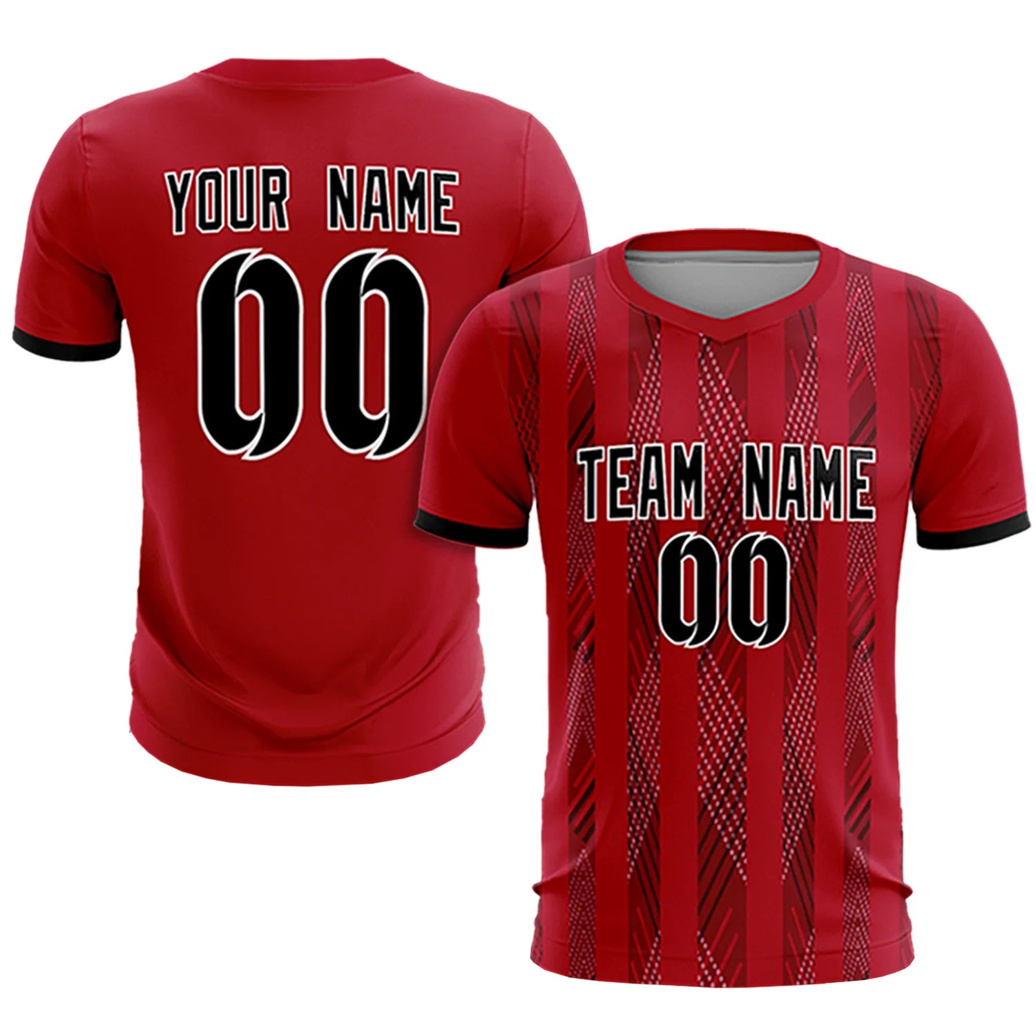 Custom Red Black-White Soft Soccer Sets Jersey