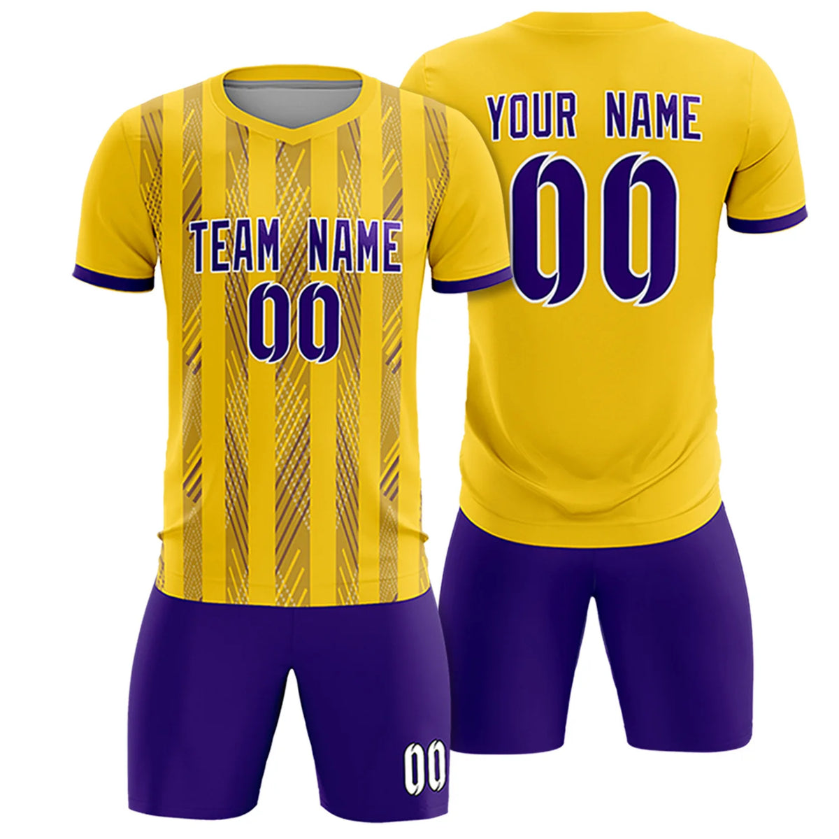 Custom Gold01 Purple-White Soft Soccer Sets Jersey