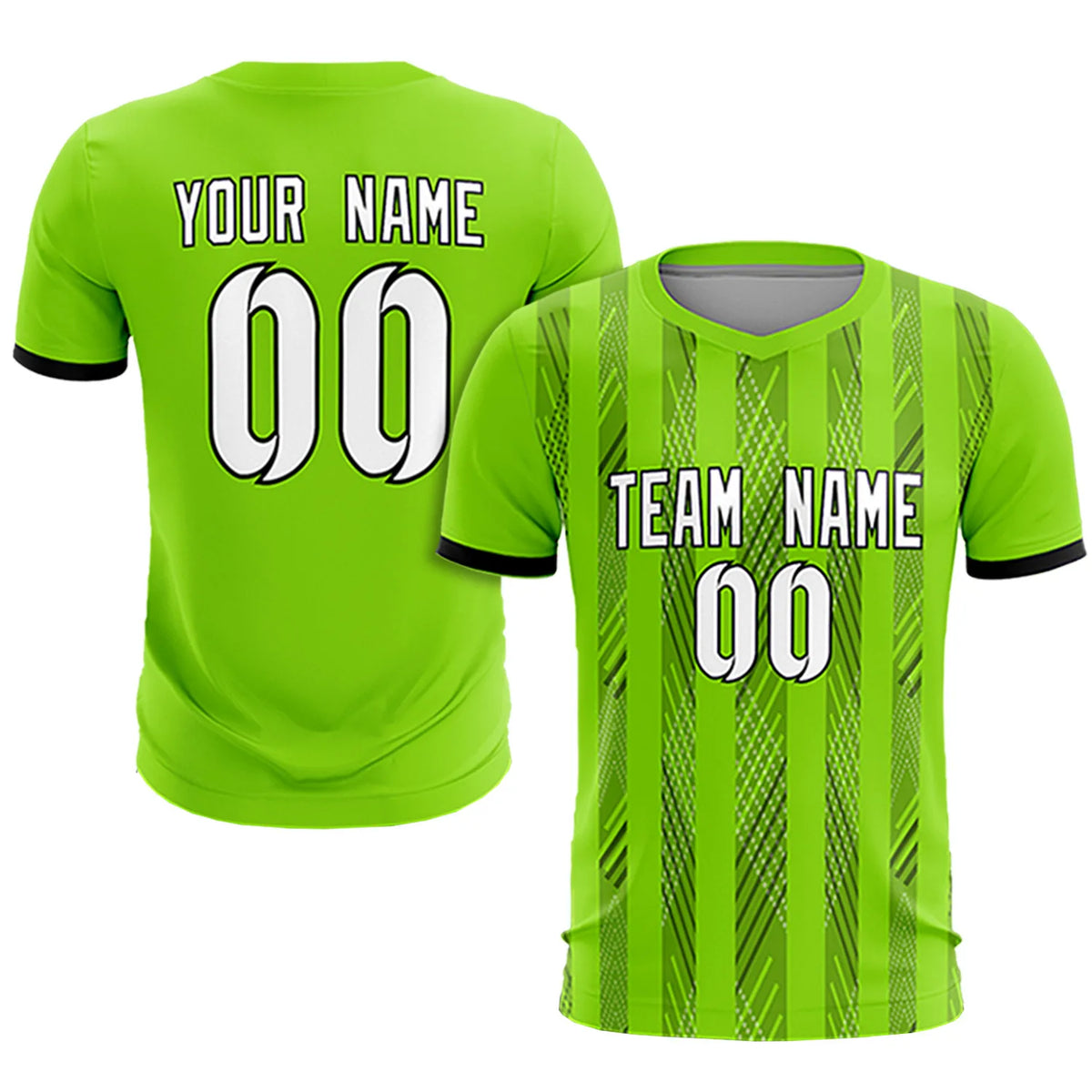 Custom Neon Green Black-White Soft Soccer Sets Jersey