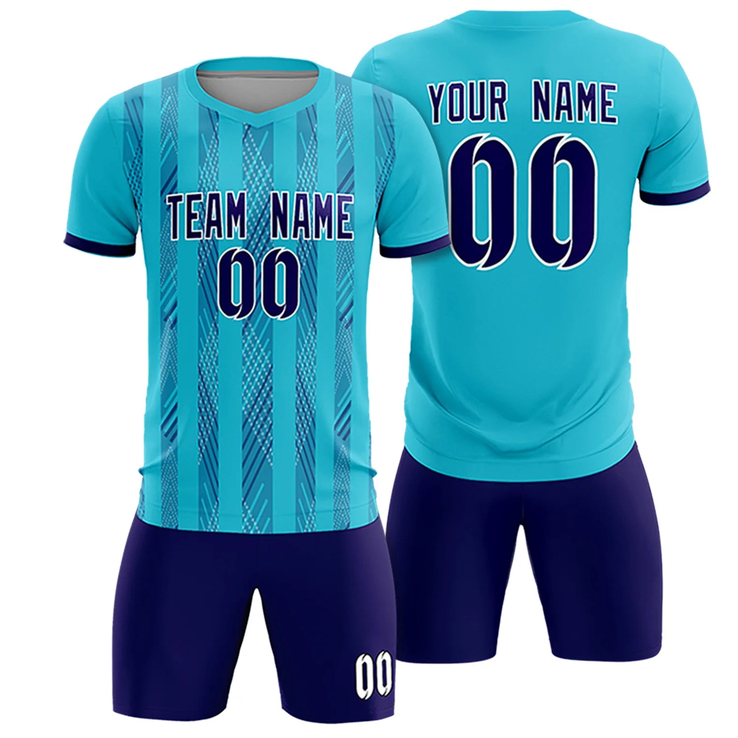 Custom Powder Blue Purple-White Soft Soccer Sets Jersey