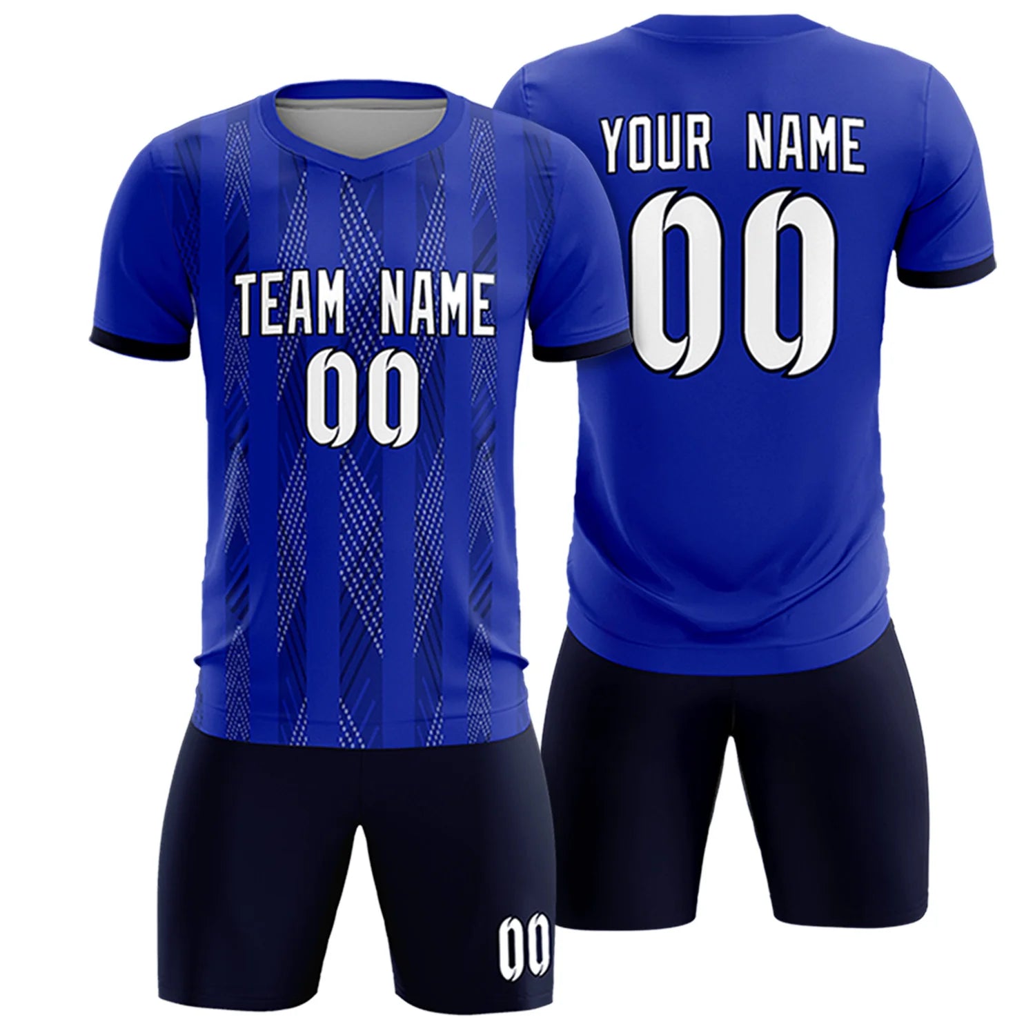 Custom Royal Blue Black-White Soft Soccer Sets Jersey