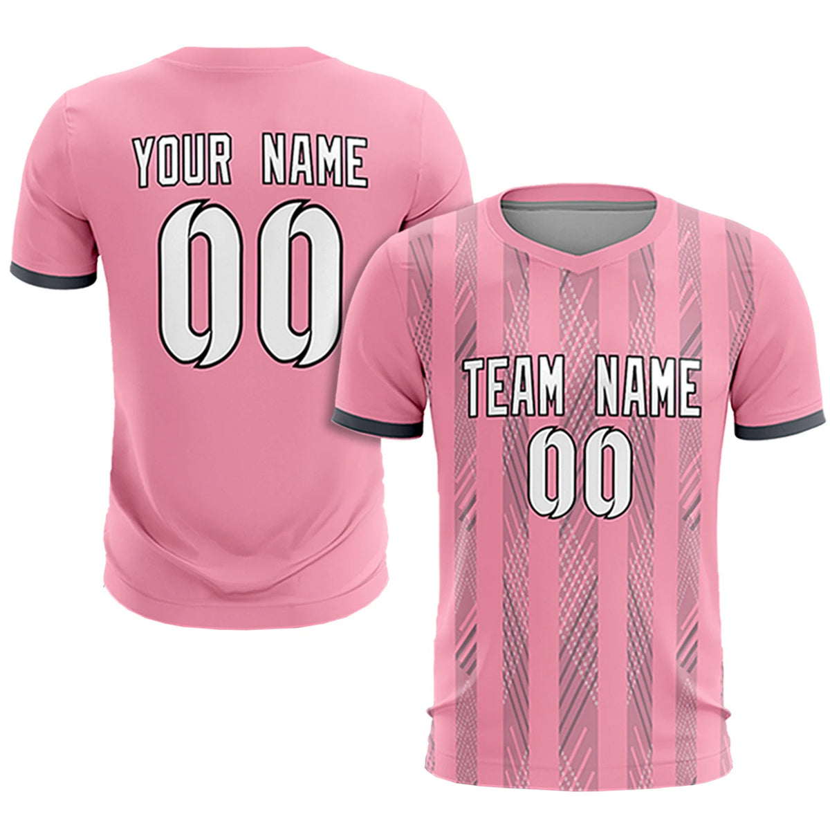 Custom Light Pink Gray-White Soft Soccer Sets Jersey