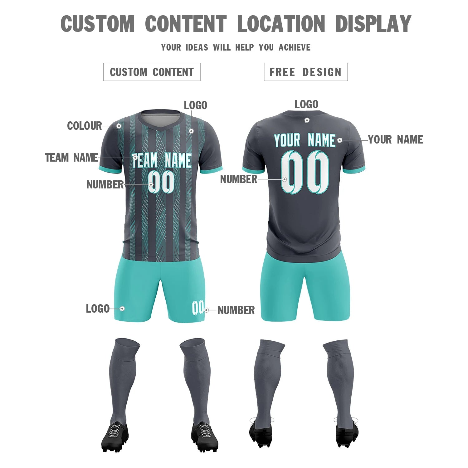 Custom Gray Bright Green-White Soft Soccer Sets Jersey