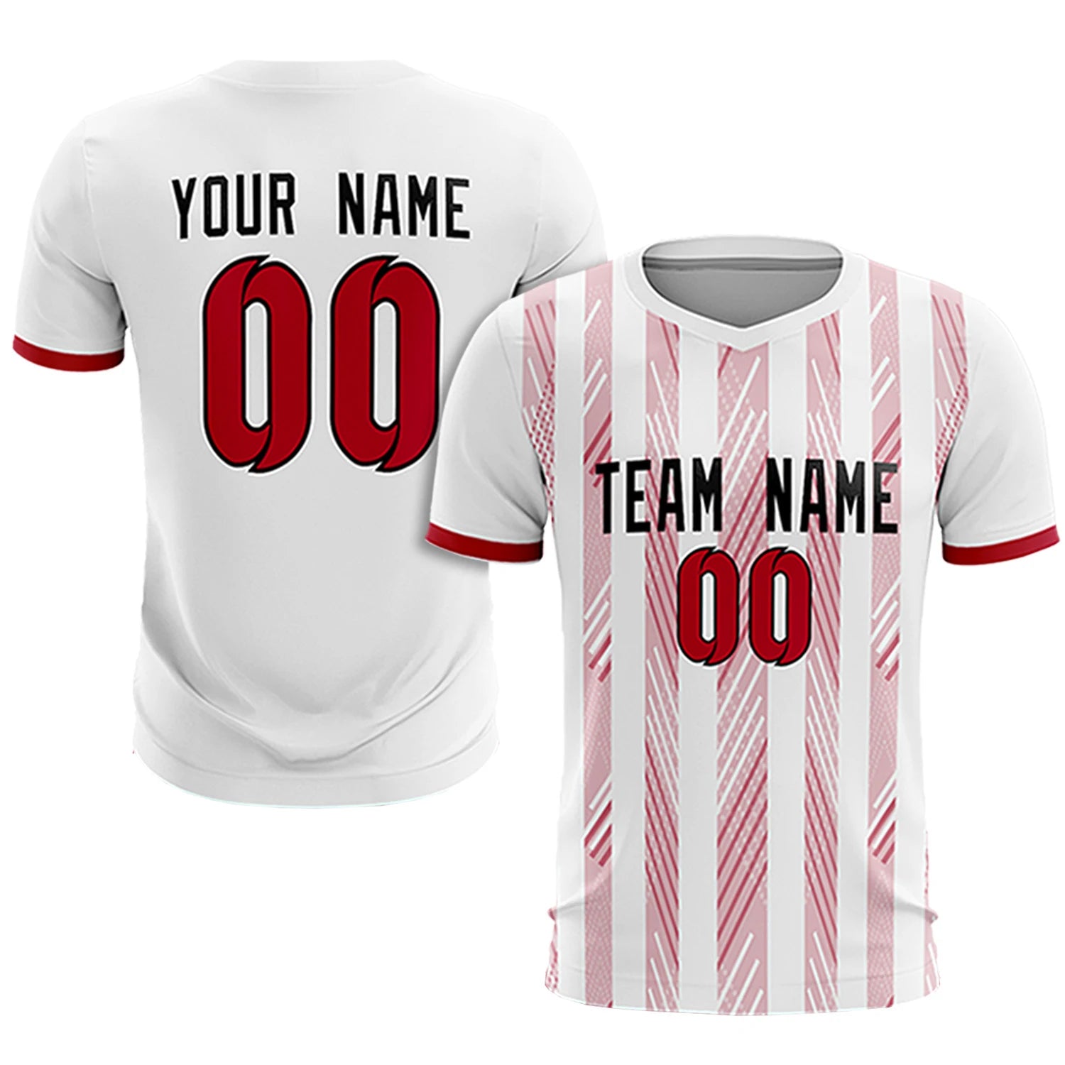 Custom White Red-White Soft Soccer Sets Jersey
