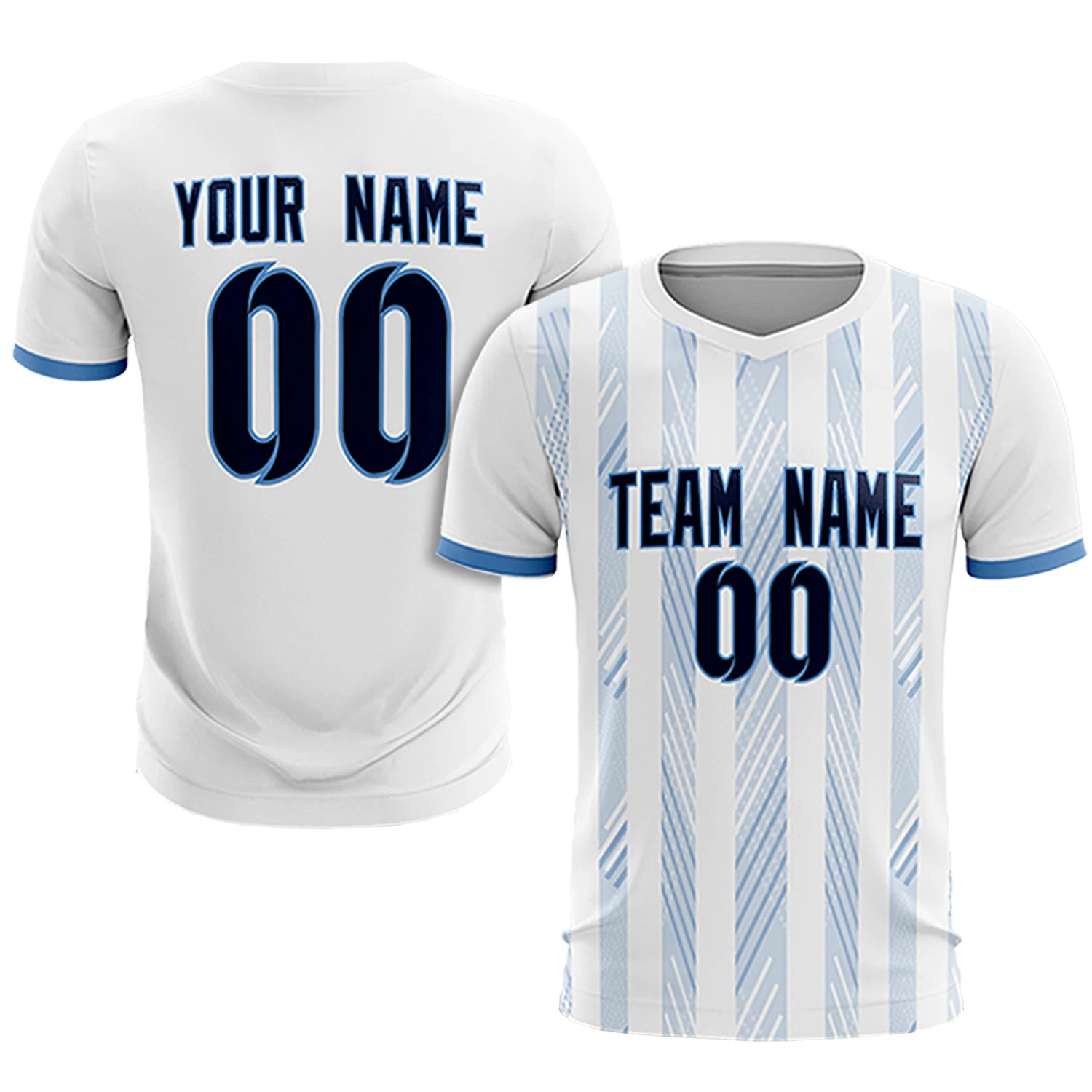 Custom White Light Blue-White Soft Soccer Sets Jersey