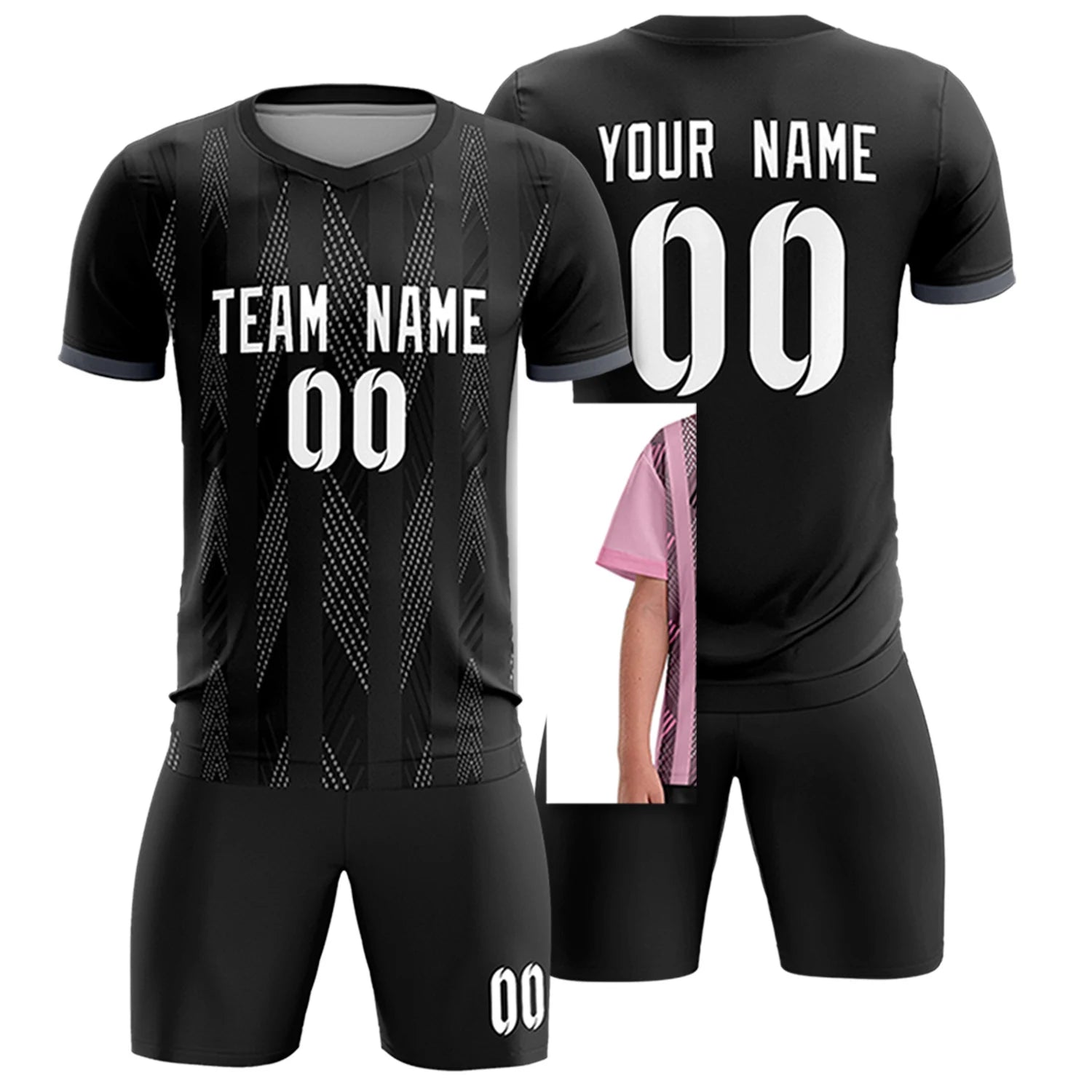 Custom Black Black-White Soft Soccer Sets Jersey