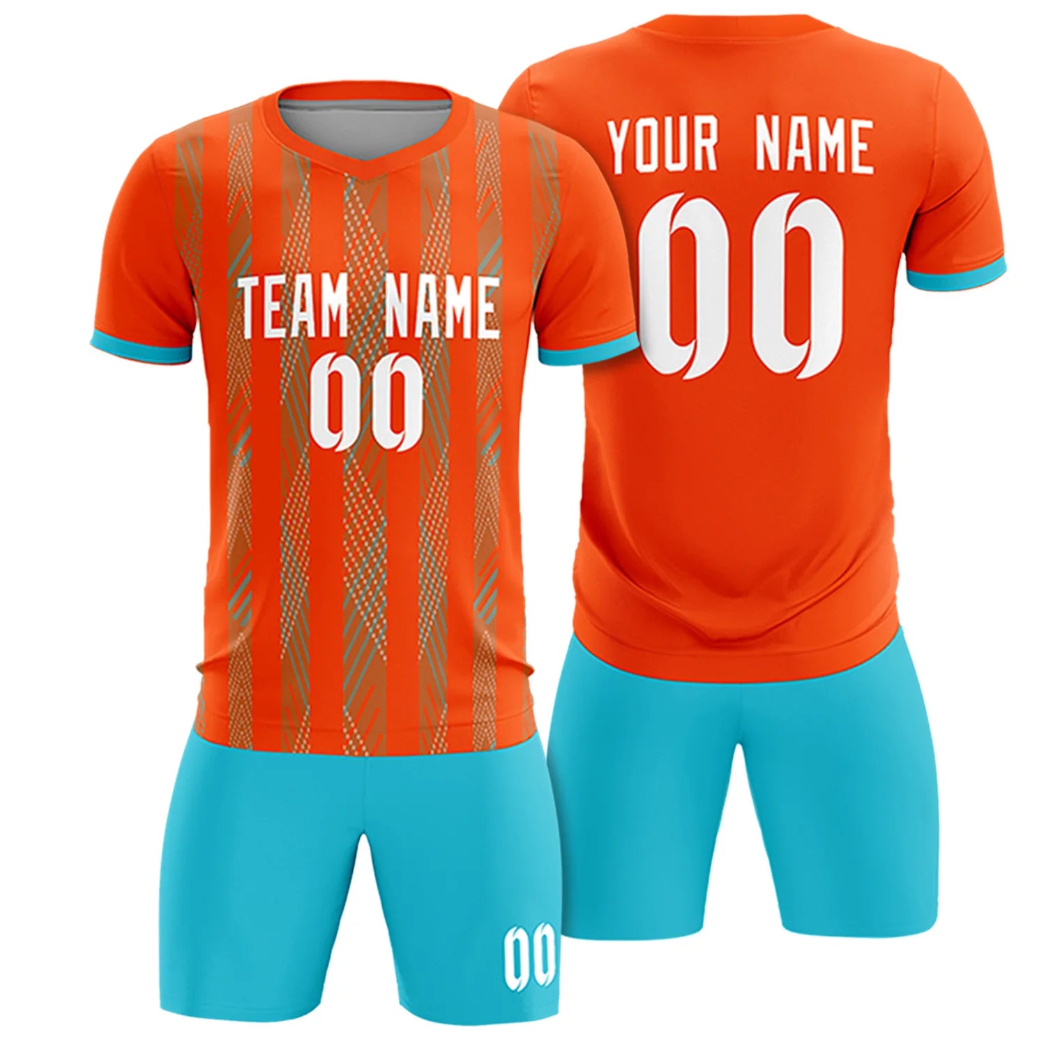 Custom Orange Sky Blue-White Soft Soccer Sets Jersey