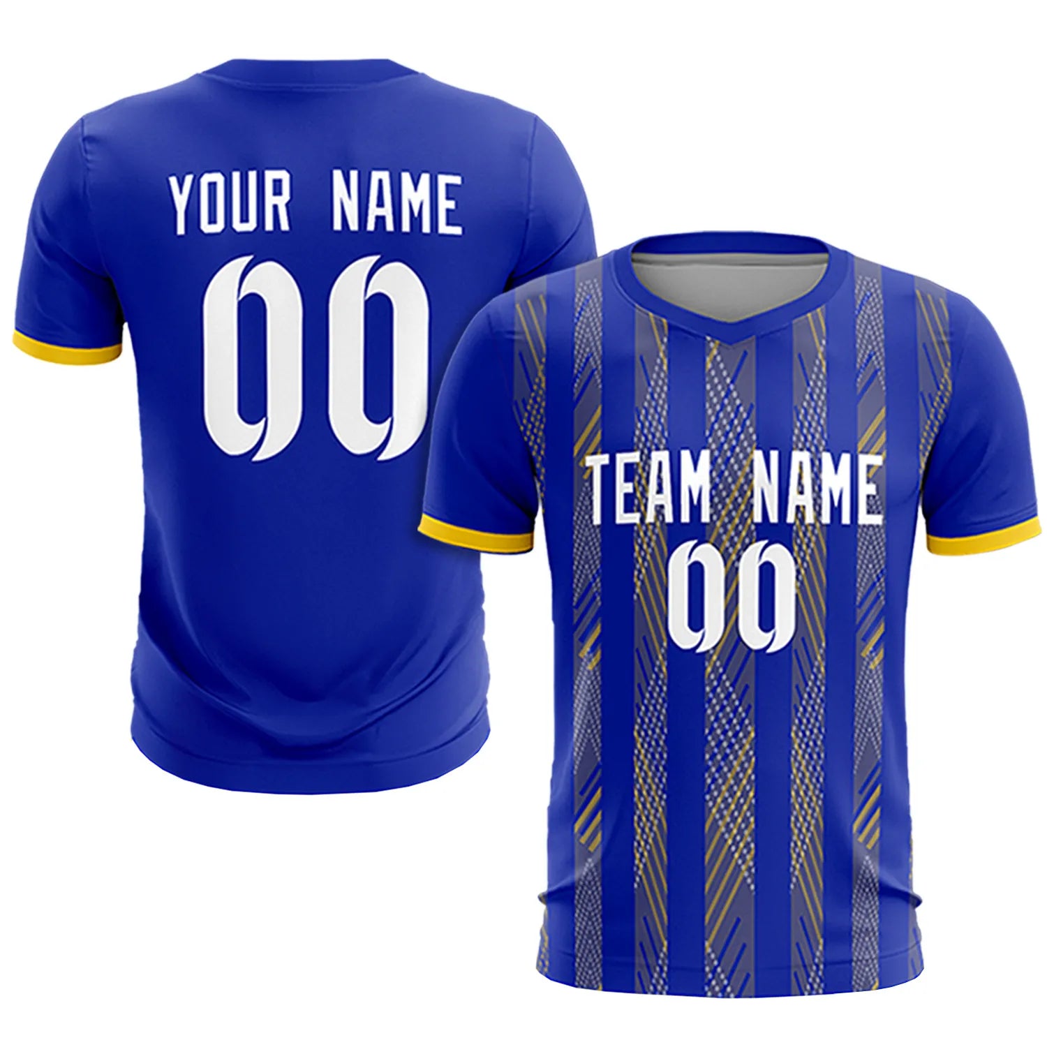 Custom Royal Blue Gold01-White Soft Soccer Sets Jersey