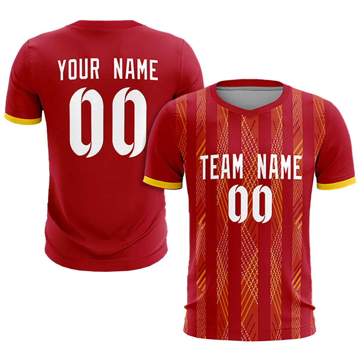 Custom Red Gold01-White Soft Soccer Sets Jersey