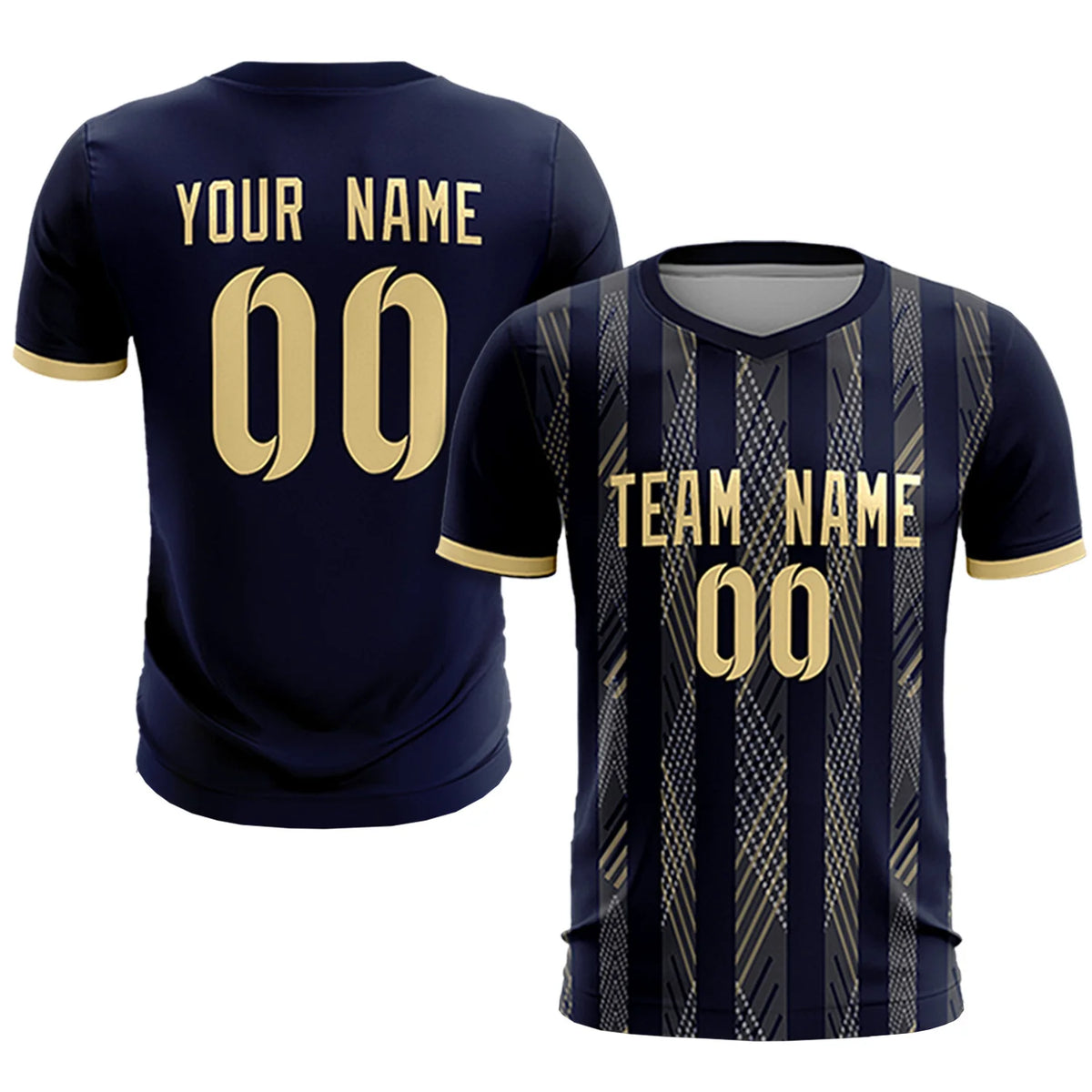 Custom Navy Khaki-White Soft Soccer Sets Jersey