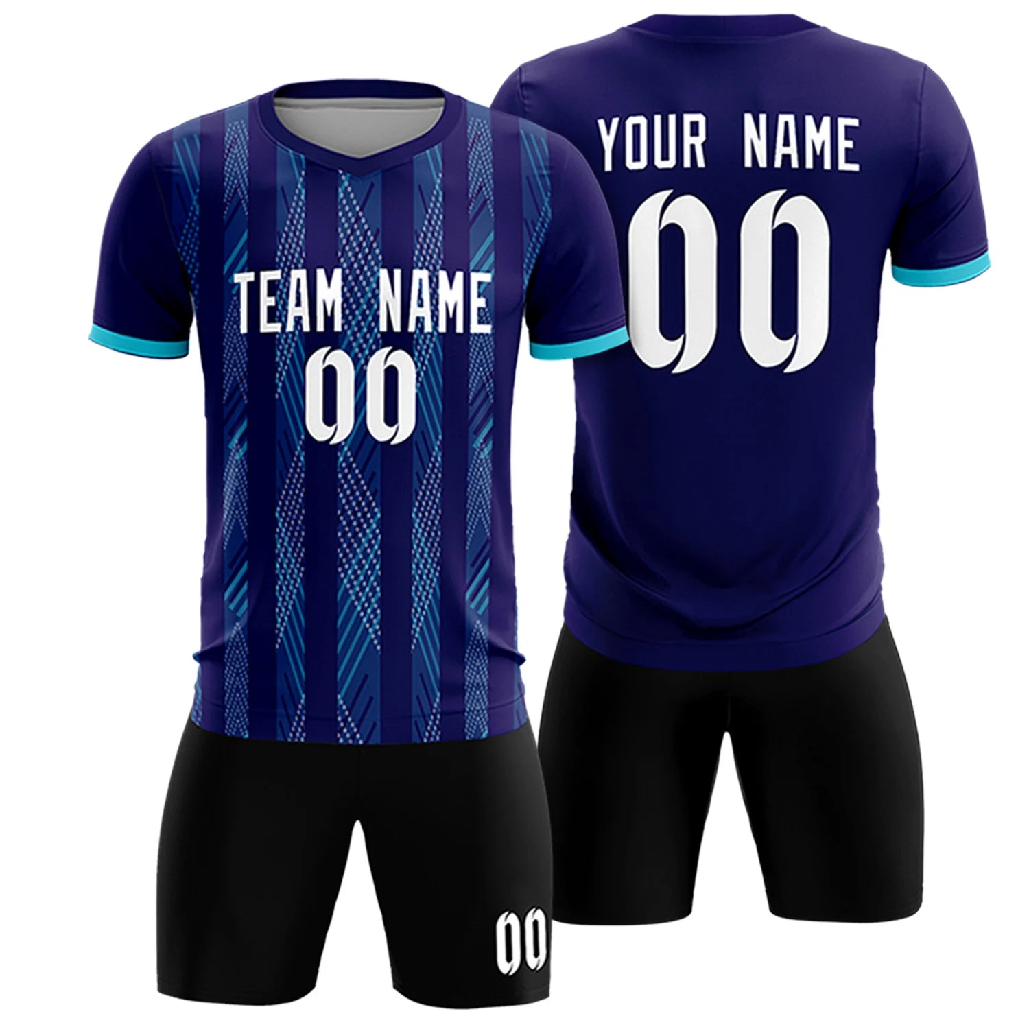 Custom Purple Sky Blue-White Soft Soccer Sets Jersey