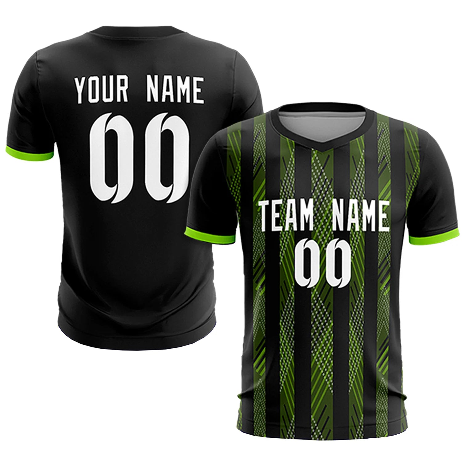 Custom Black Neon Green-White Soft Soccer Sets Jersey