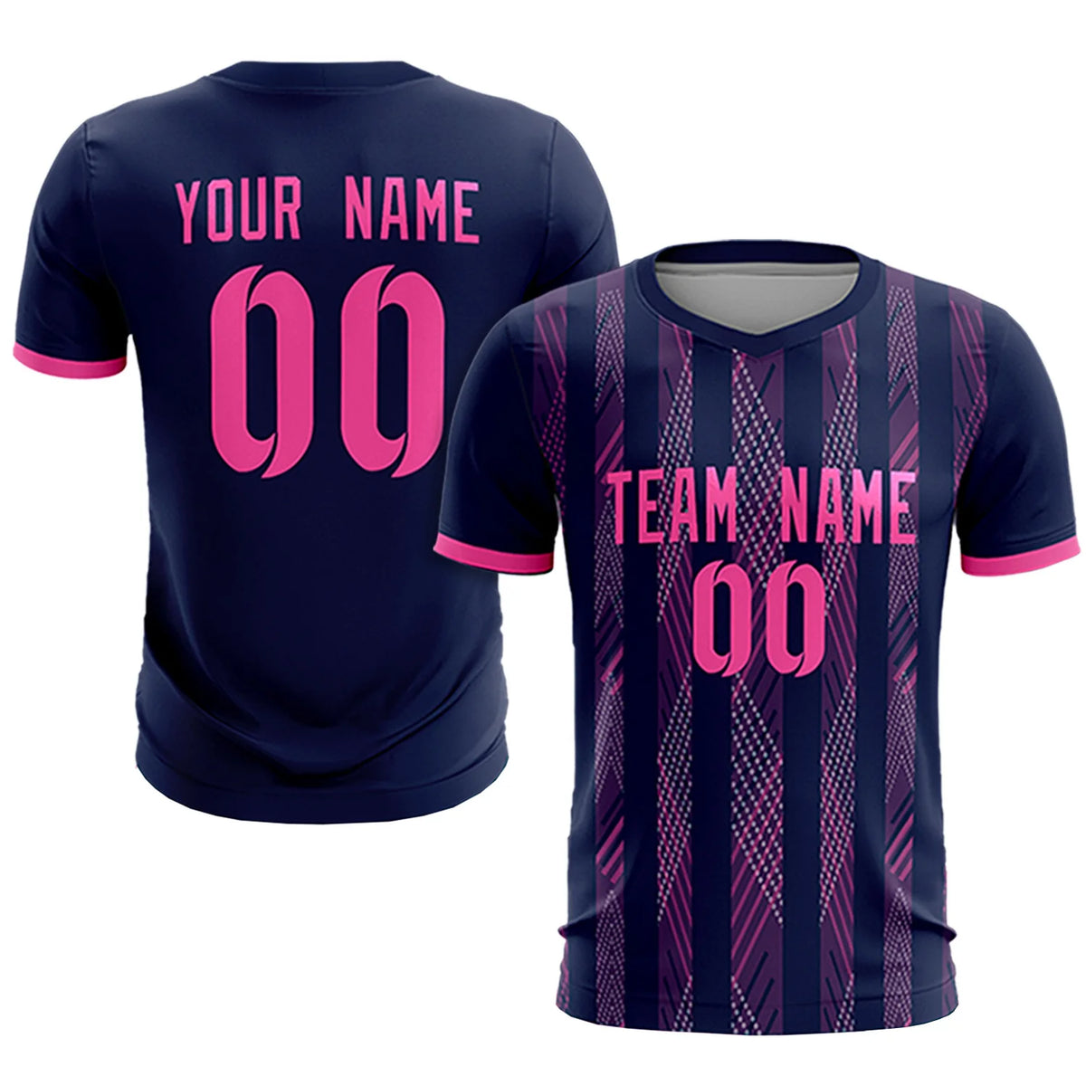 Custom Navy Pink-White Soft Soccer Sets Jersey