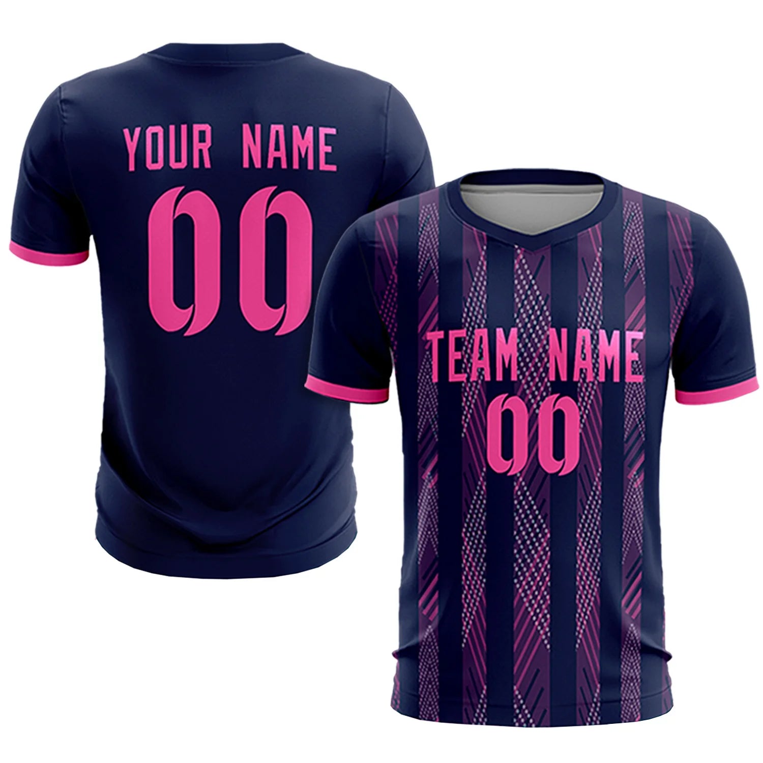 Custom Navy Pink-White Soft Soccer Sets Jersey