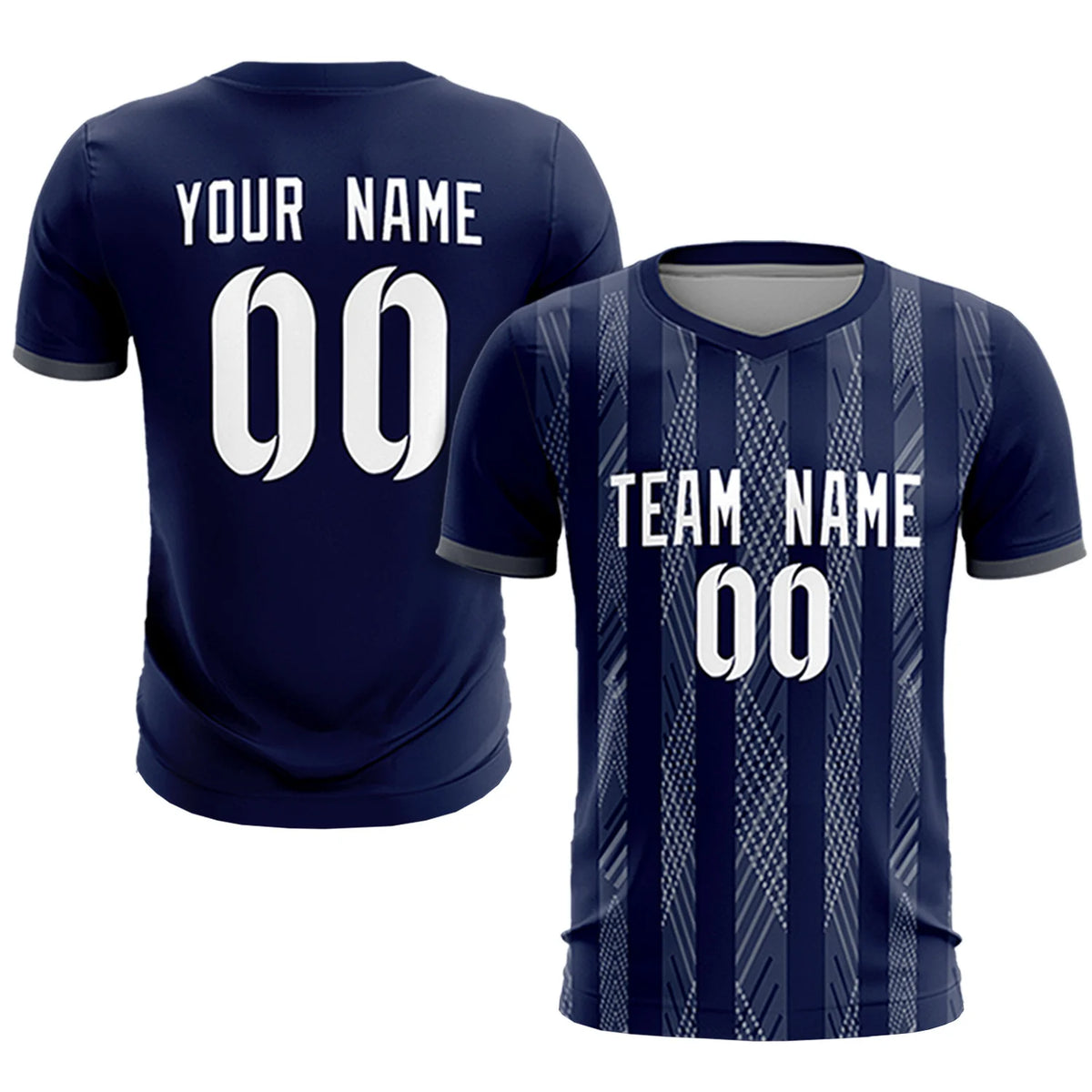 Custom Navy Gray-White Soft Soccer Sets Jersey