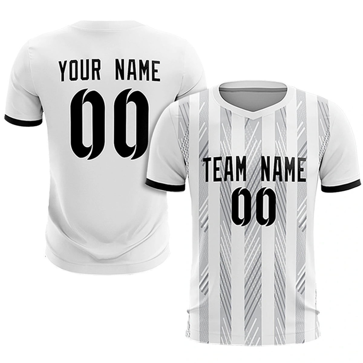 Custom White Black-White Soft Soccer Sets Jersey