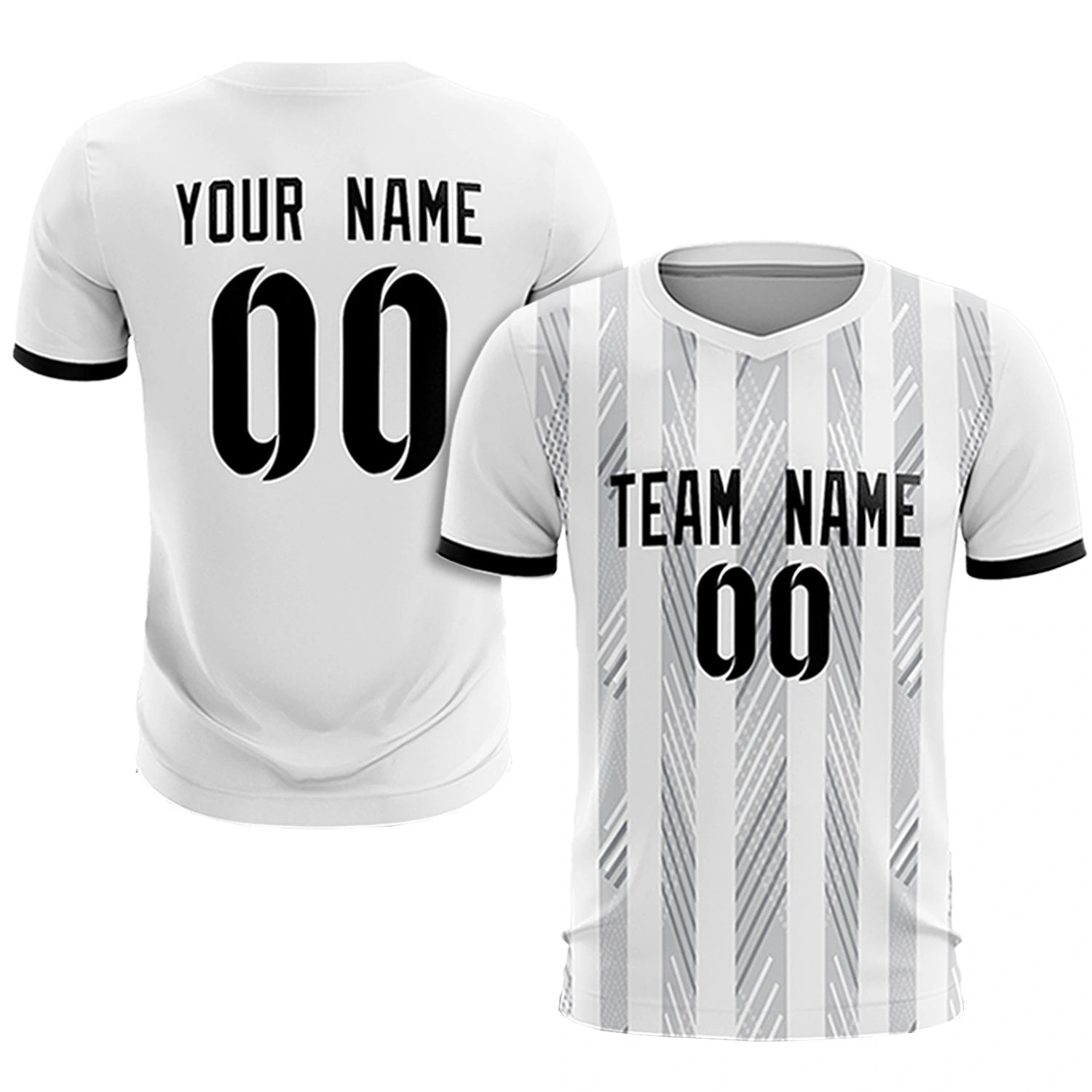 Custom White Black-White Soft Soccer Sets Jersey