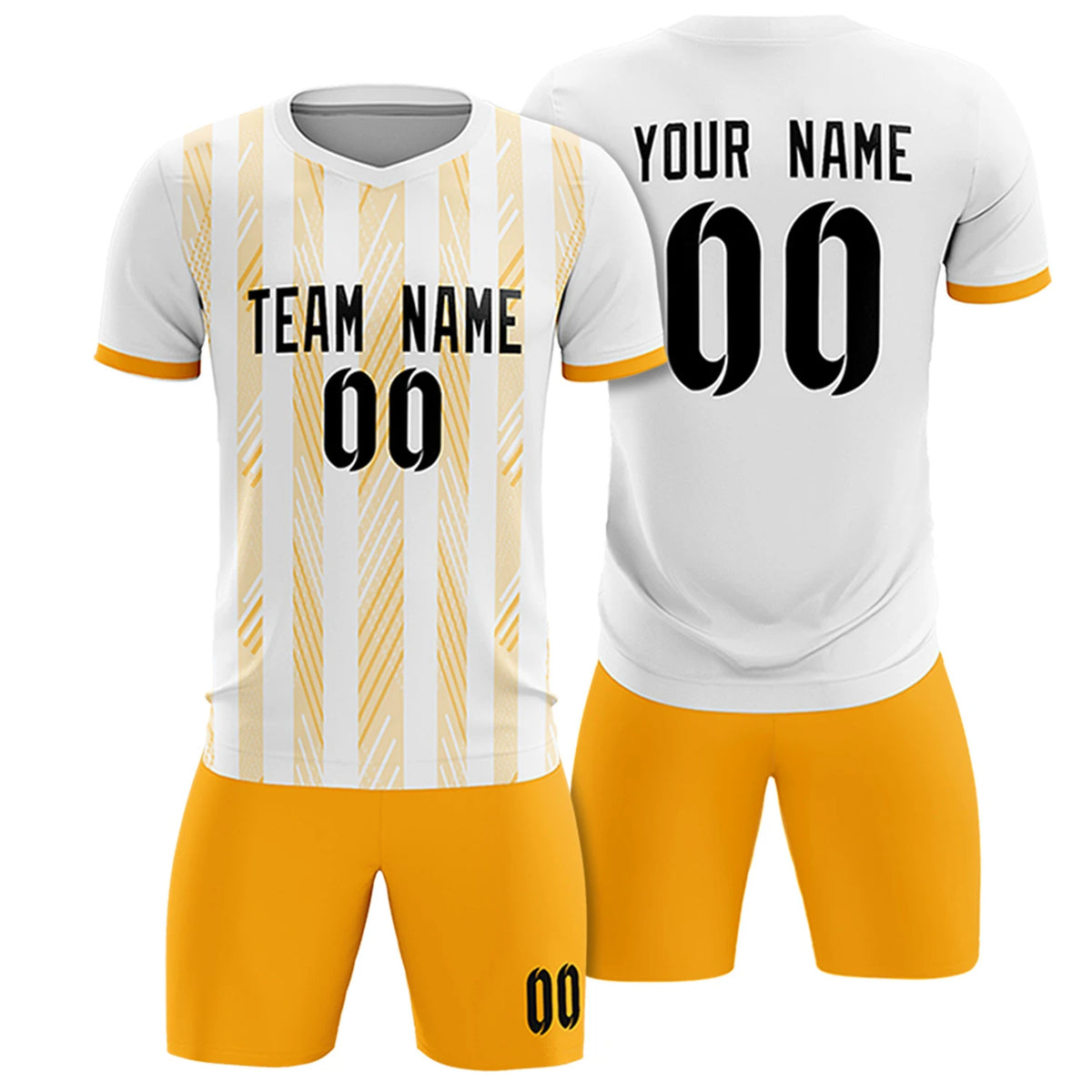 Custom White Gold01-White Soft Soccer Sets Jersey
