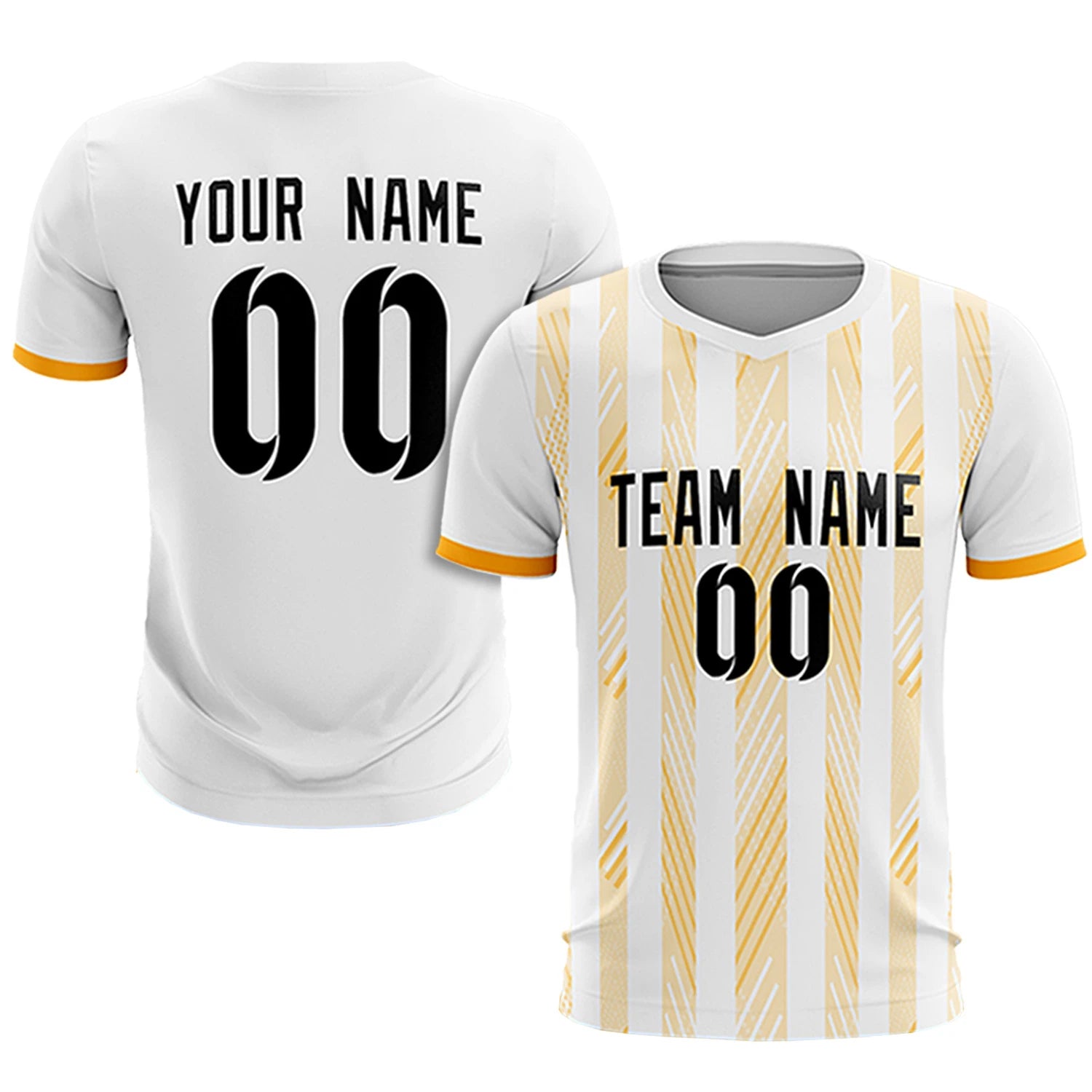 Custom White Gold01-White Soft Soccer Sets Jersey