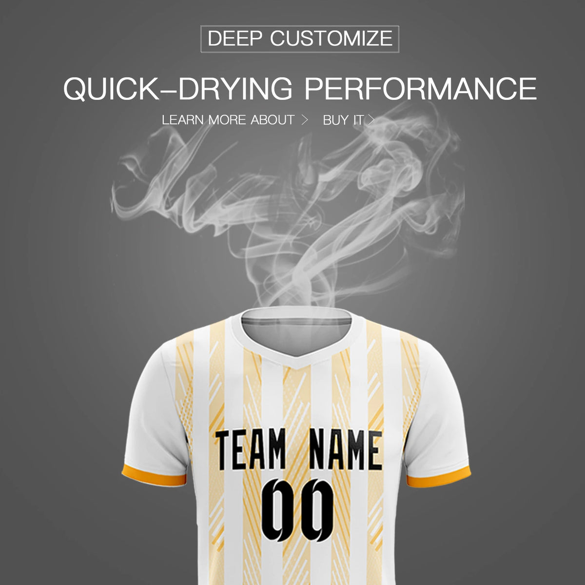 Custom White Gold01-White Soft Soccer Sets Jersey
