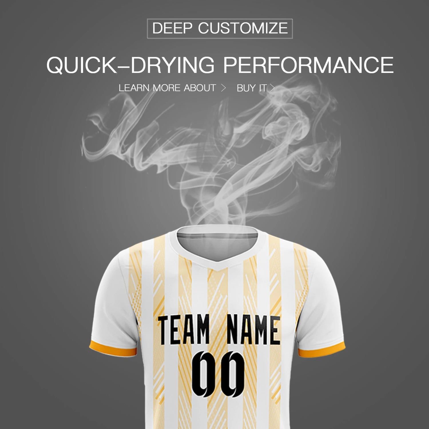 Custom White Gold01-White Soft Soccer Sets Jersey