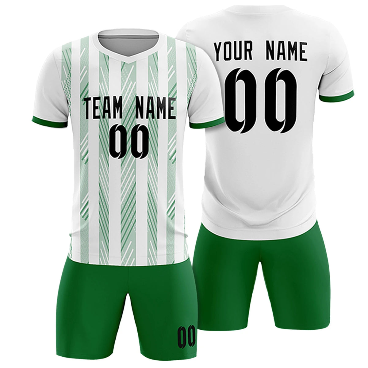 Custom White Kelly Green-White Soft Soccer Sets Jersey