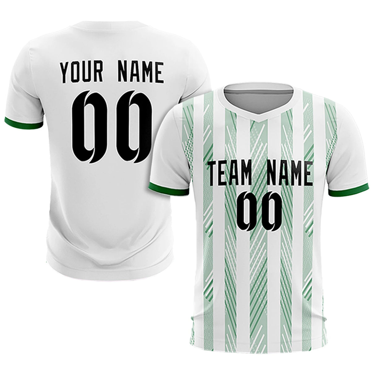 Custom White Kelly Green-White Soft Soccer Sets Jersey