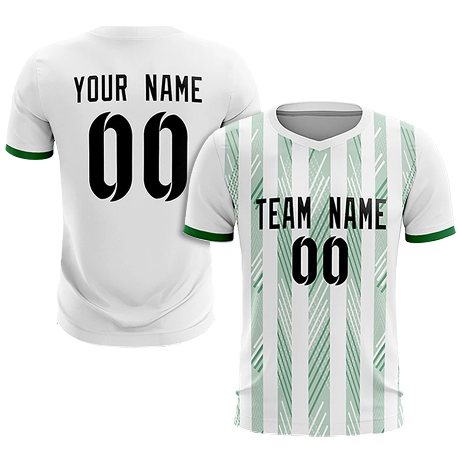 Custom White Kelly Green-White Soft Soccer Sets Jersey