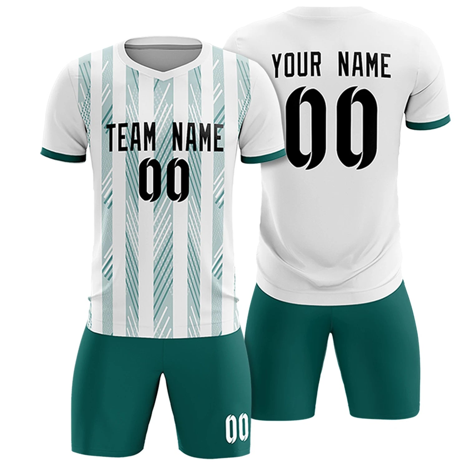 Custom White Aqua-White Soft Soccer Sets Jersey