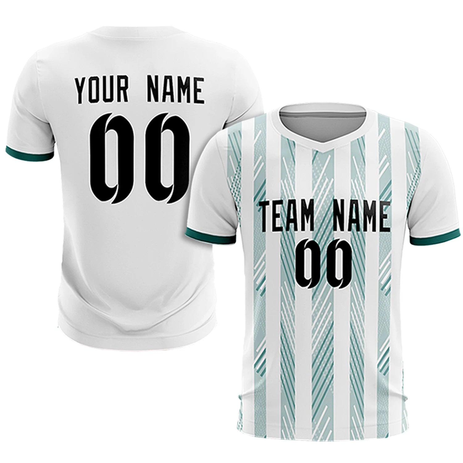 Custom White Aqua-White Soft Soccer Sets Jersey