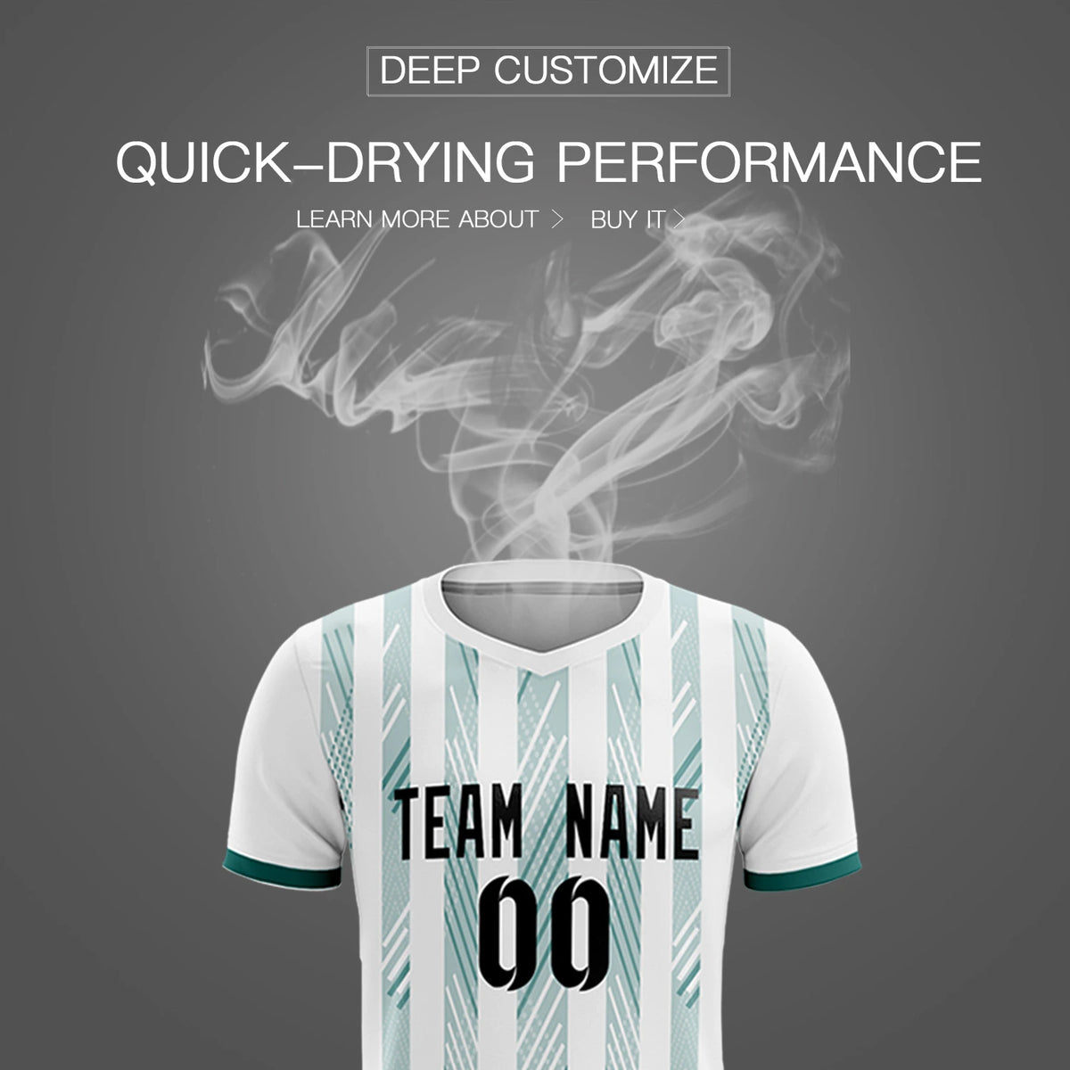 Custom White Aqua-White Soft Soccer Sets Jersey