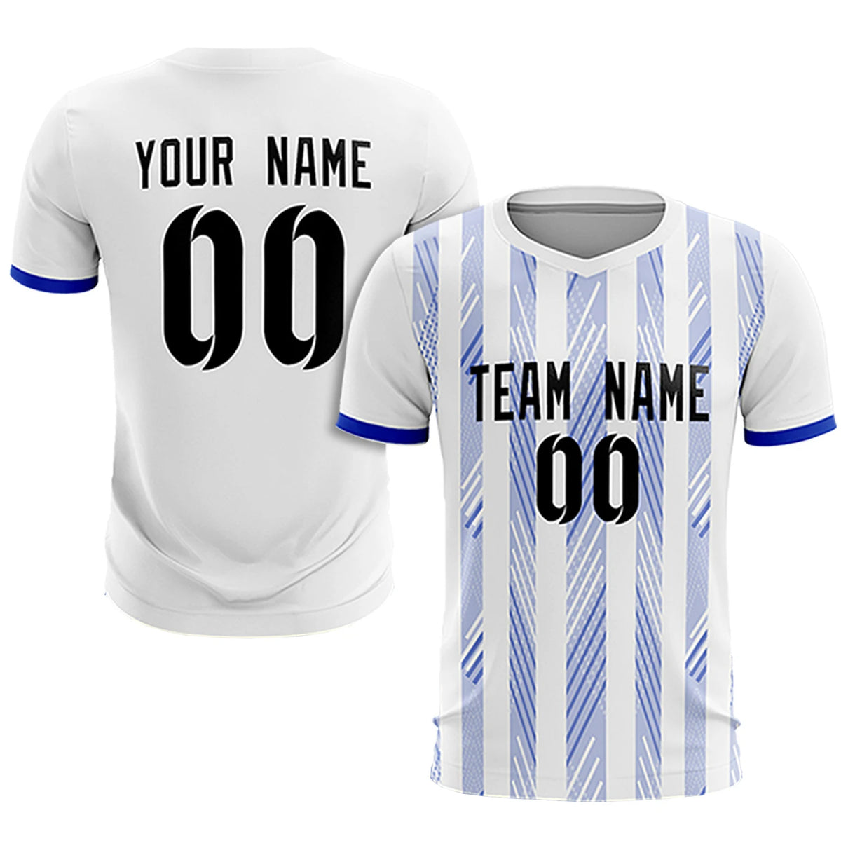 Custom White Royal Blue-White Soft Soccer Sets Jersey
