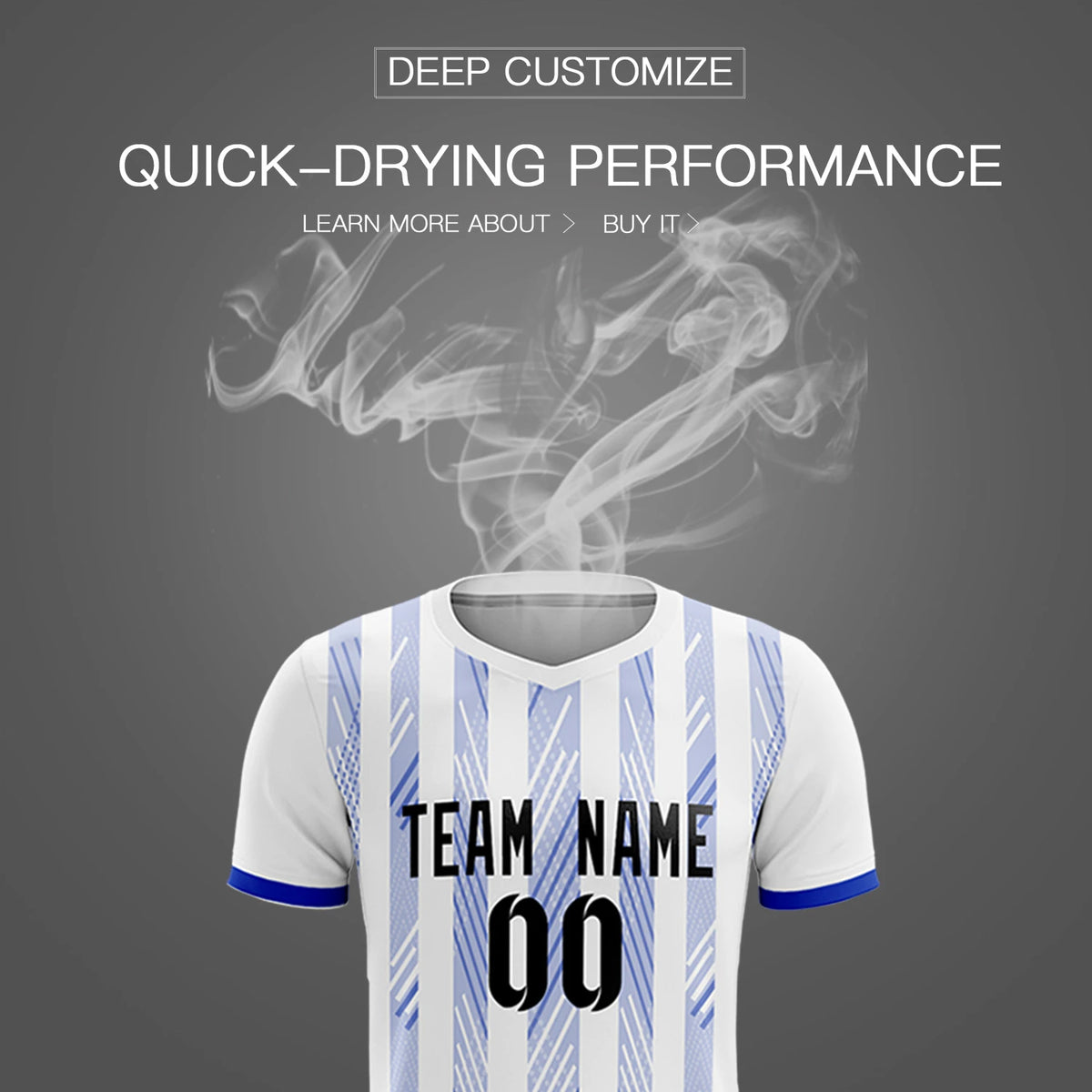 Custom White Royal Blue-White Soft Soccer Sets Jersey